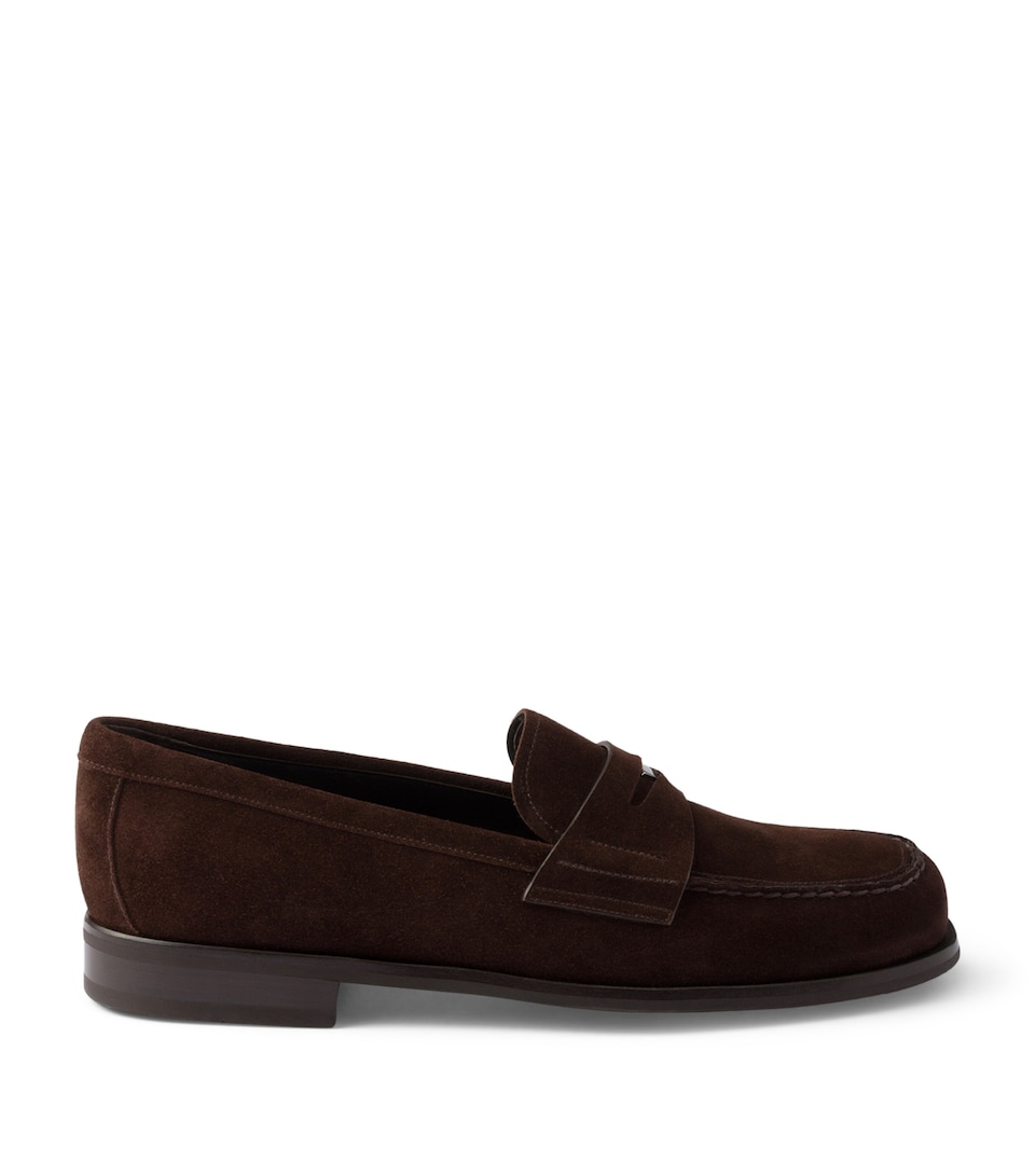 Suede Triangle Penny Loafers