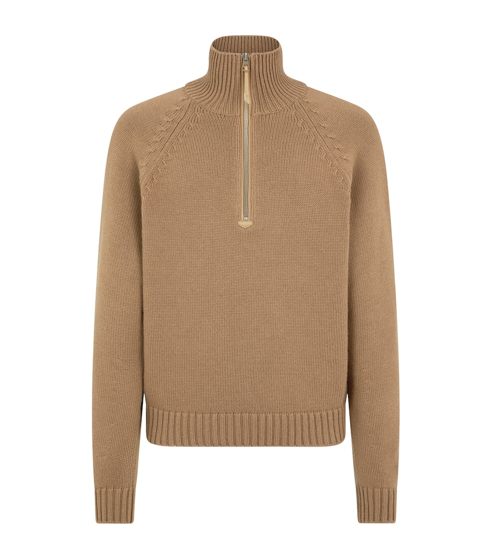 TOM FORD Mens Virgin Wool-Cashmere Half-Zip Sweater Ebn