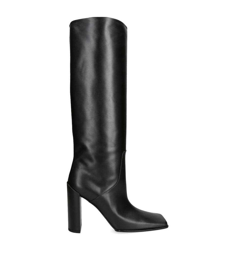 Leather Square-Toe Knee-High Boots 90