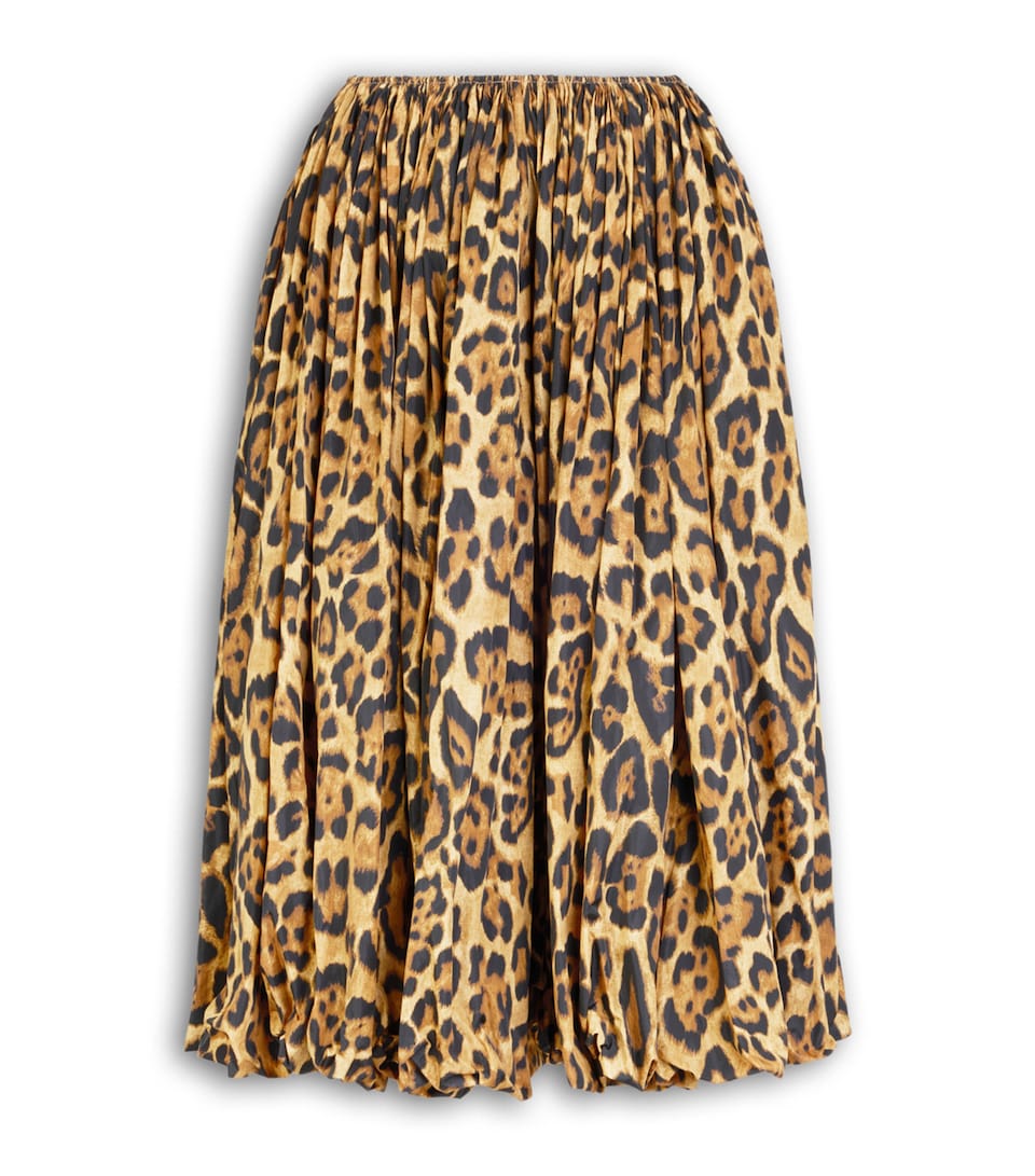 Alaïa Womens Leopard-Print Bubble Midi Skirt Noir/caramel