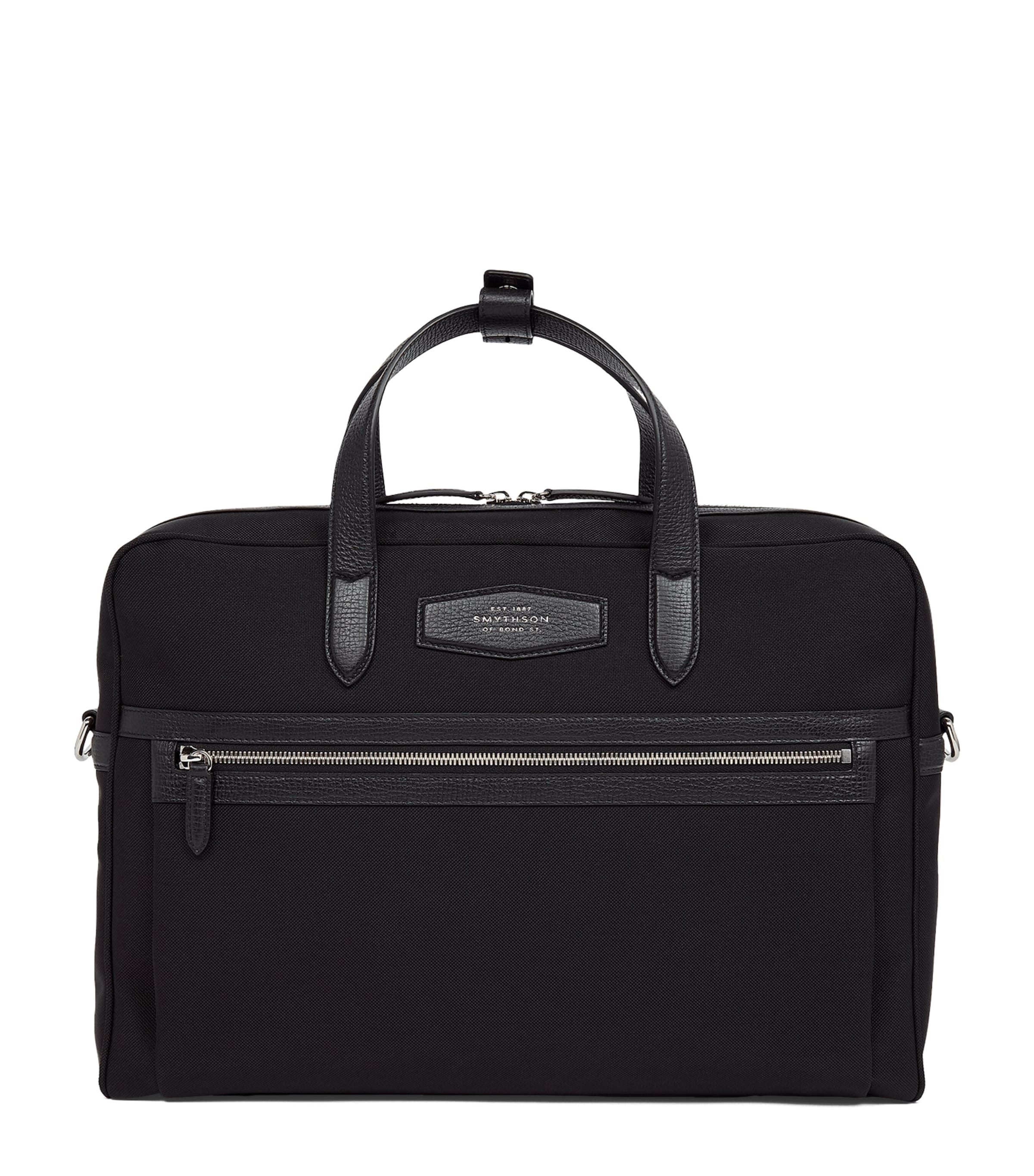 Smythson Slim Canvas Norton Briefcase Black