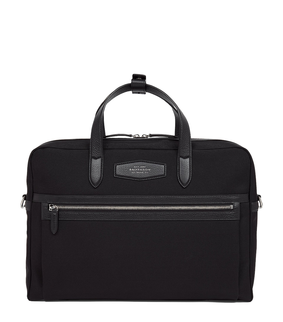 Smythson Slim Canvas Norton Briefcase Black