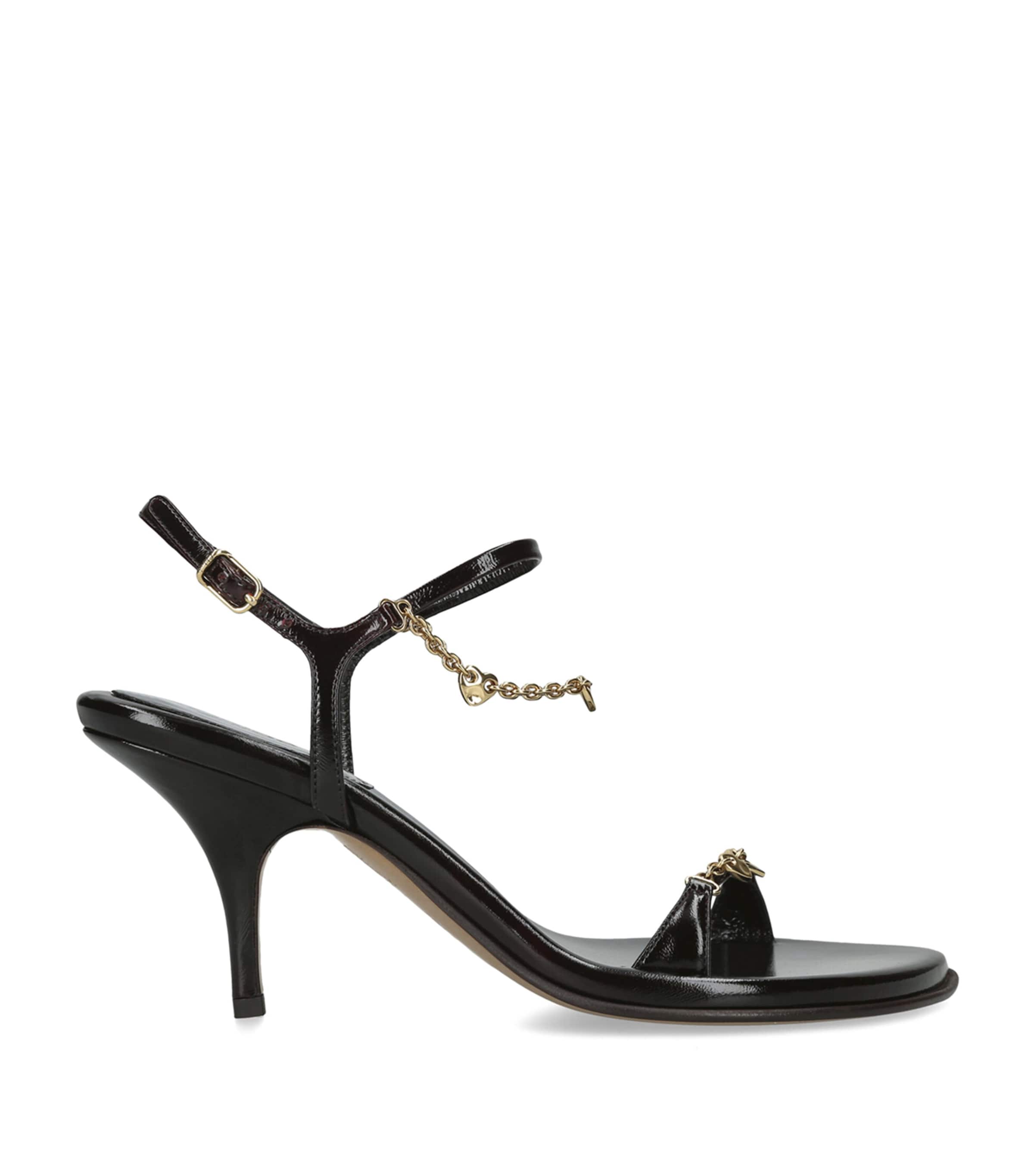 Chloé Patent Leather Zia Heeled Sandals 80 Black