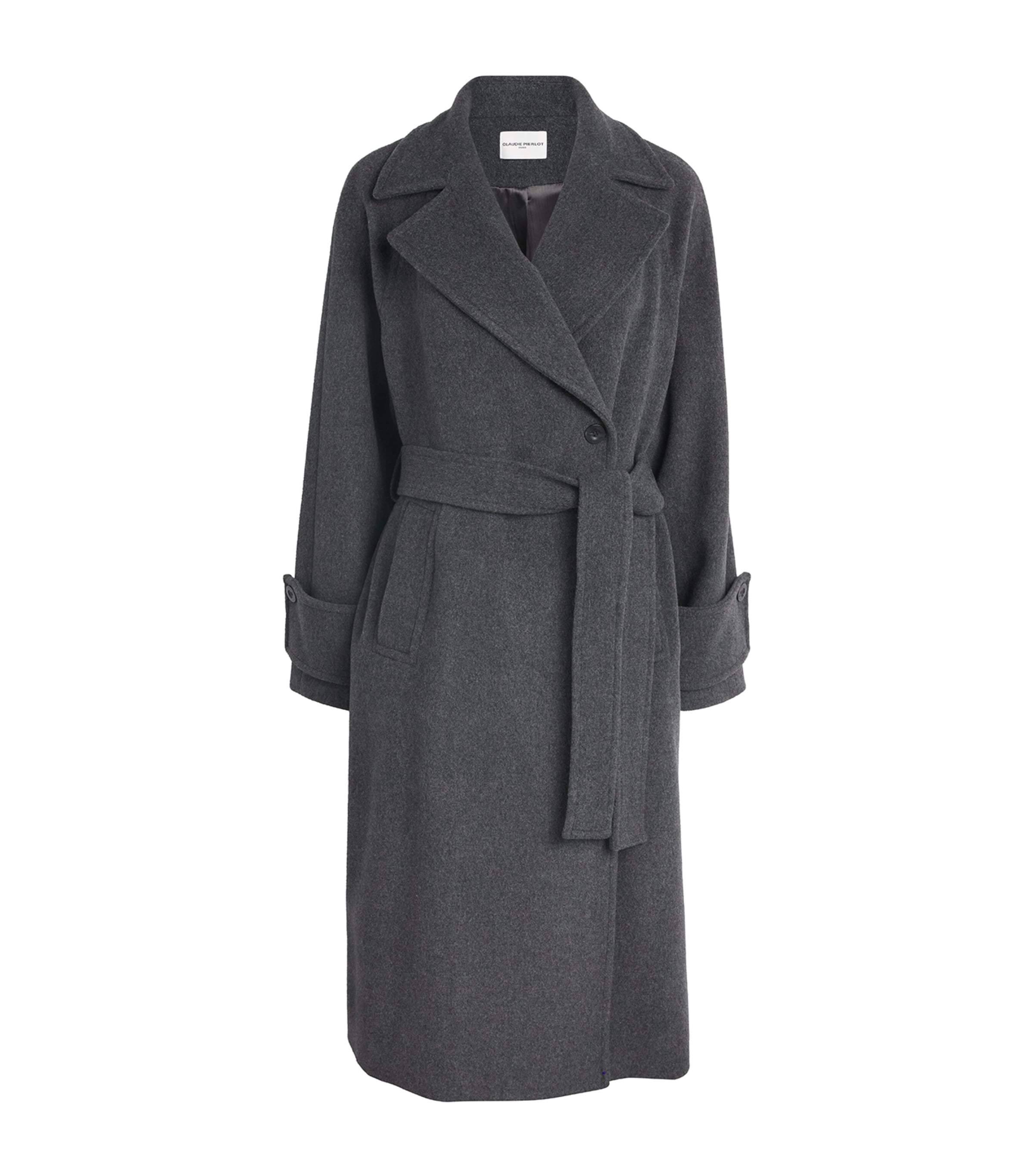 Claudie Pierlot Womens Wool-Blend Belted Coat Gris