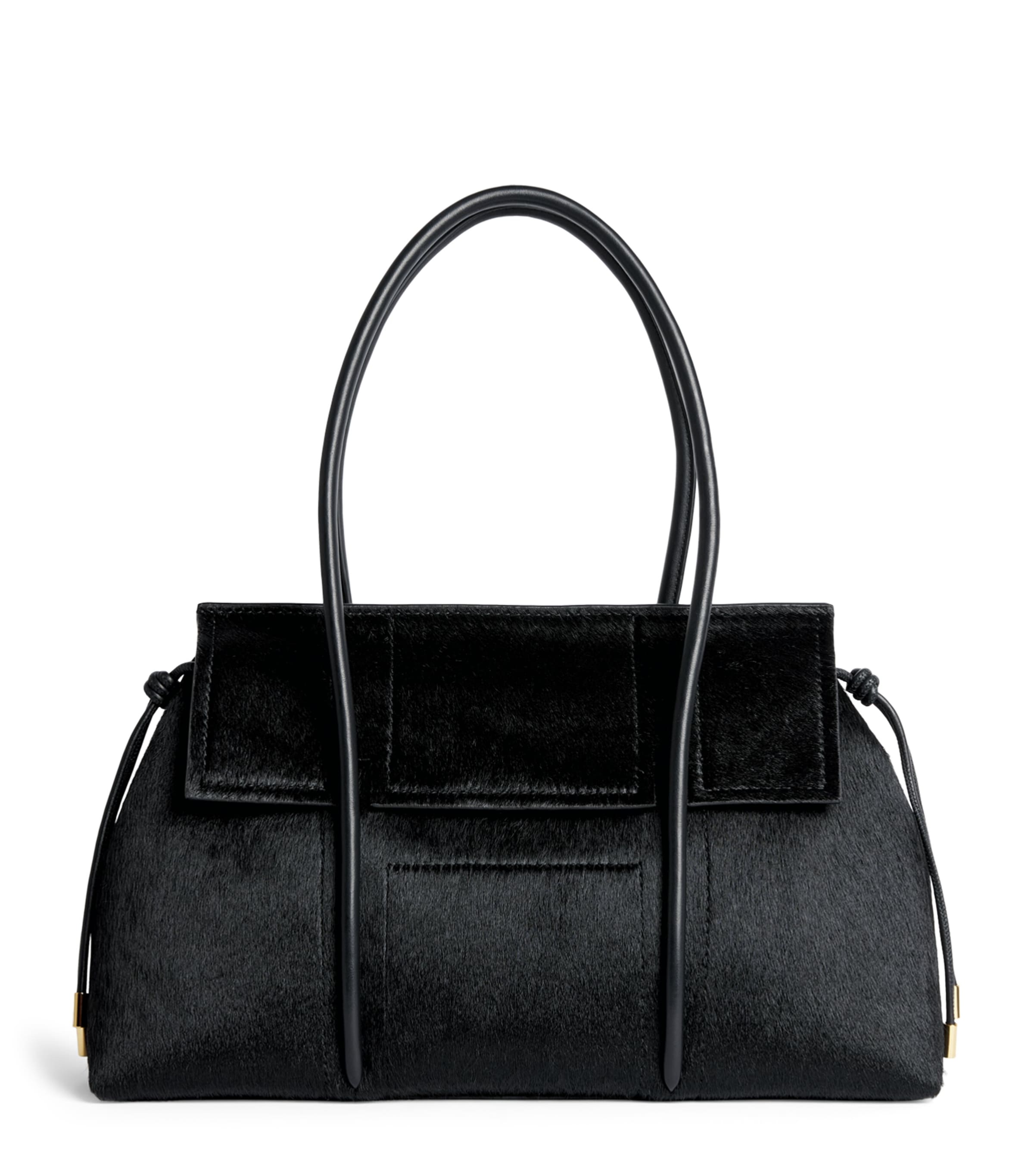 Harrods Medium Calf Hair Marcie Shoulder Bag Black