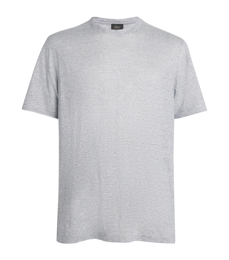 Linen-Cotton Stripe T-Shirt