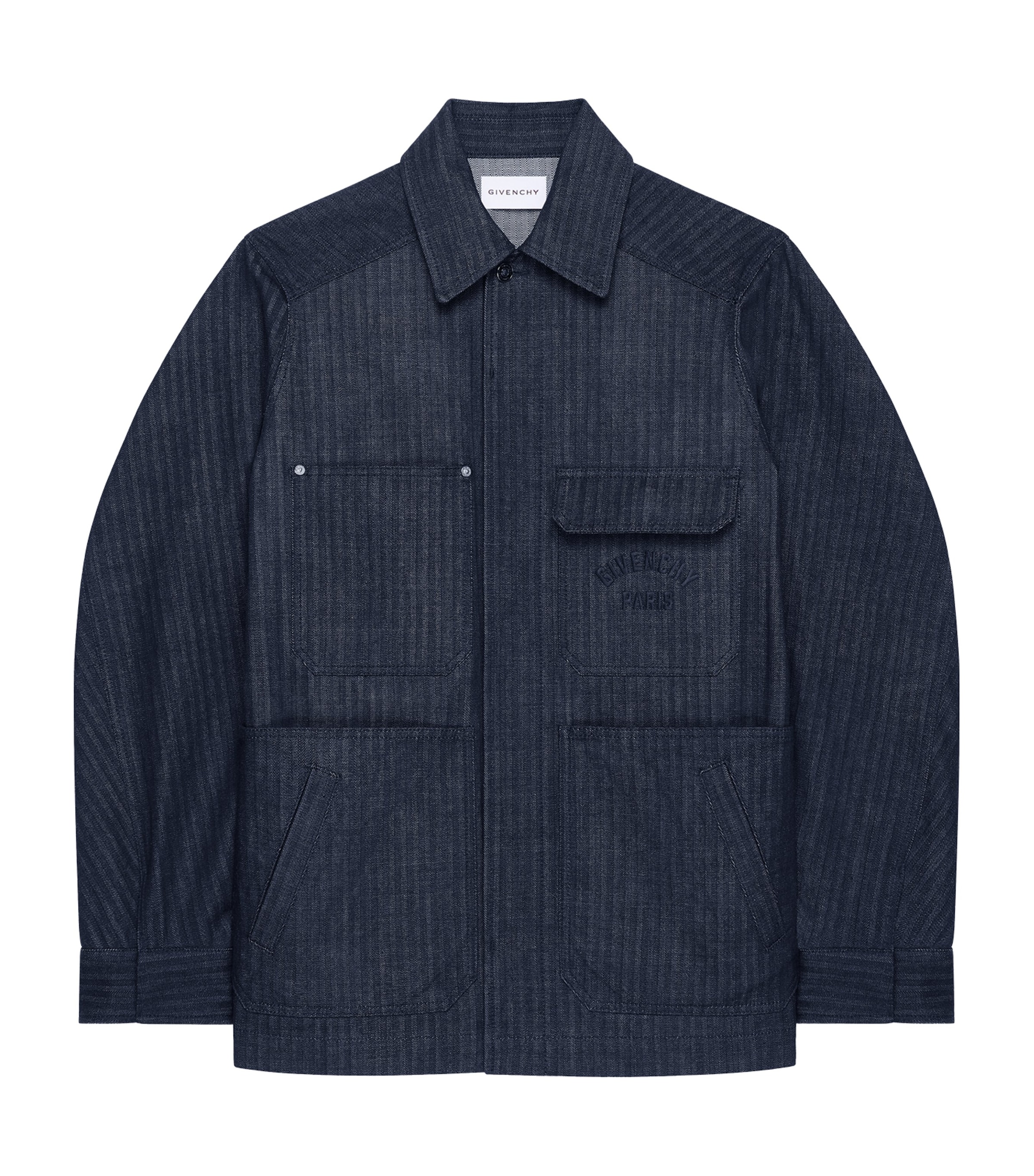 Givenchy Mens Wool Embroidered Overshirt Dark Blue