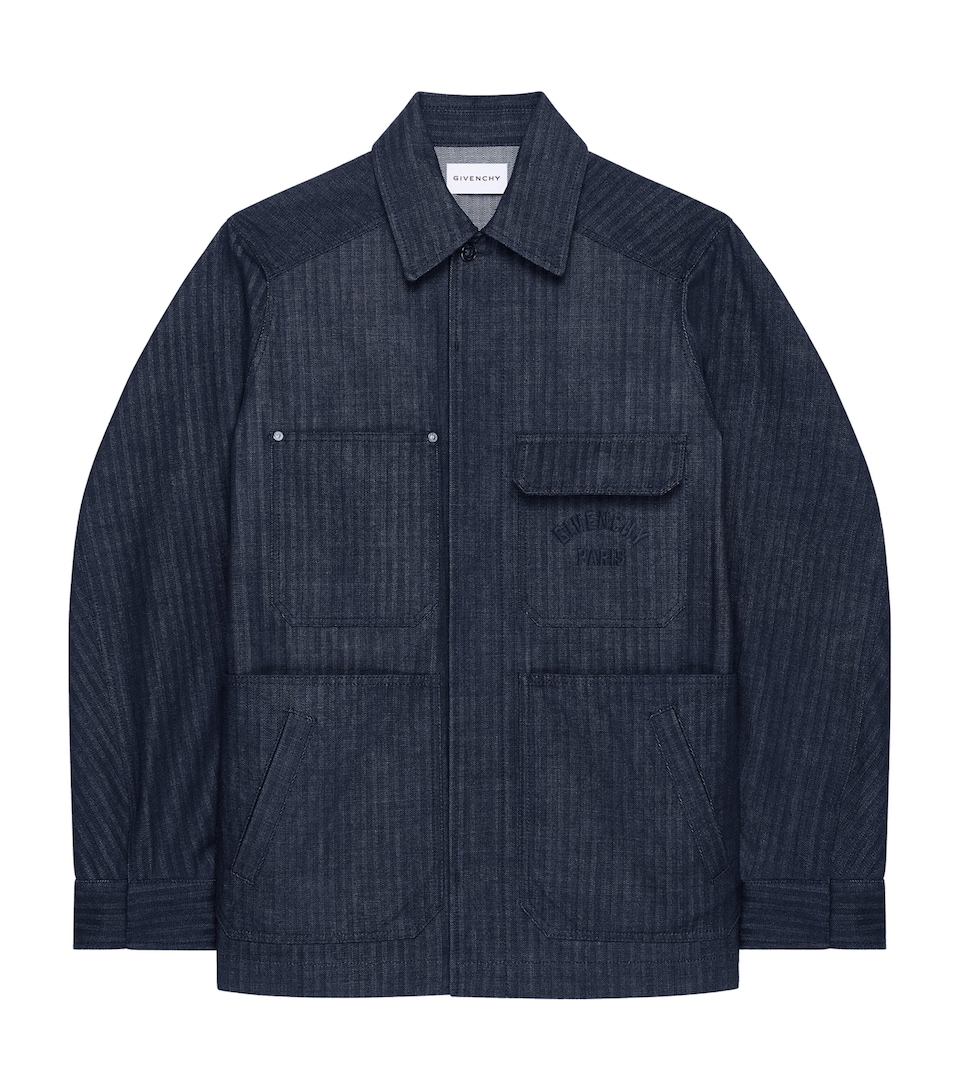 Givenchy Mens Wool Embroidered Overshirt Dark Blue
