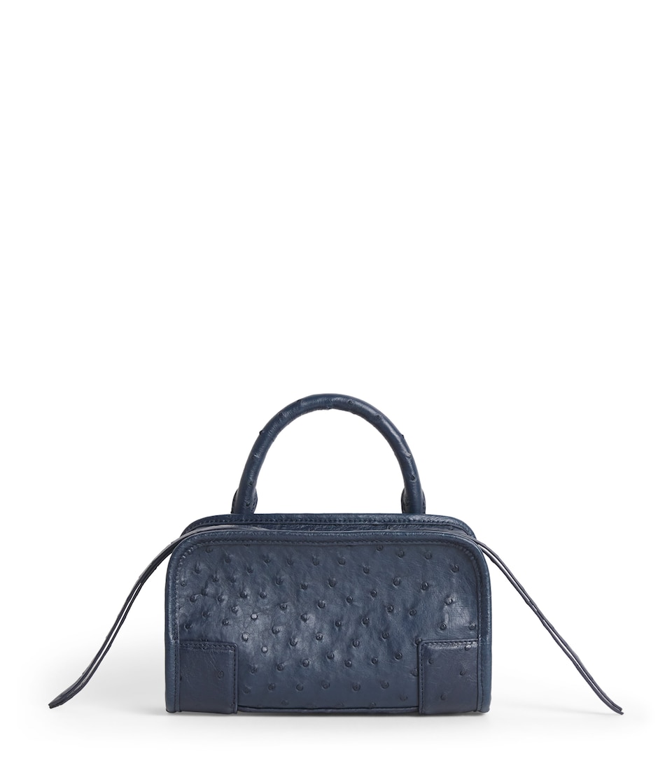 LOEWE Mini Ostrich Leather Amazona 180 Top-Handle Bag Deep Navy