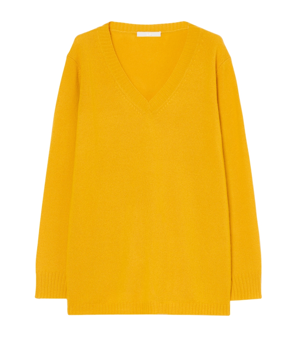 Marina Rinaldi Womens Cashmere V-Neck Sweater Honey