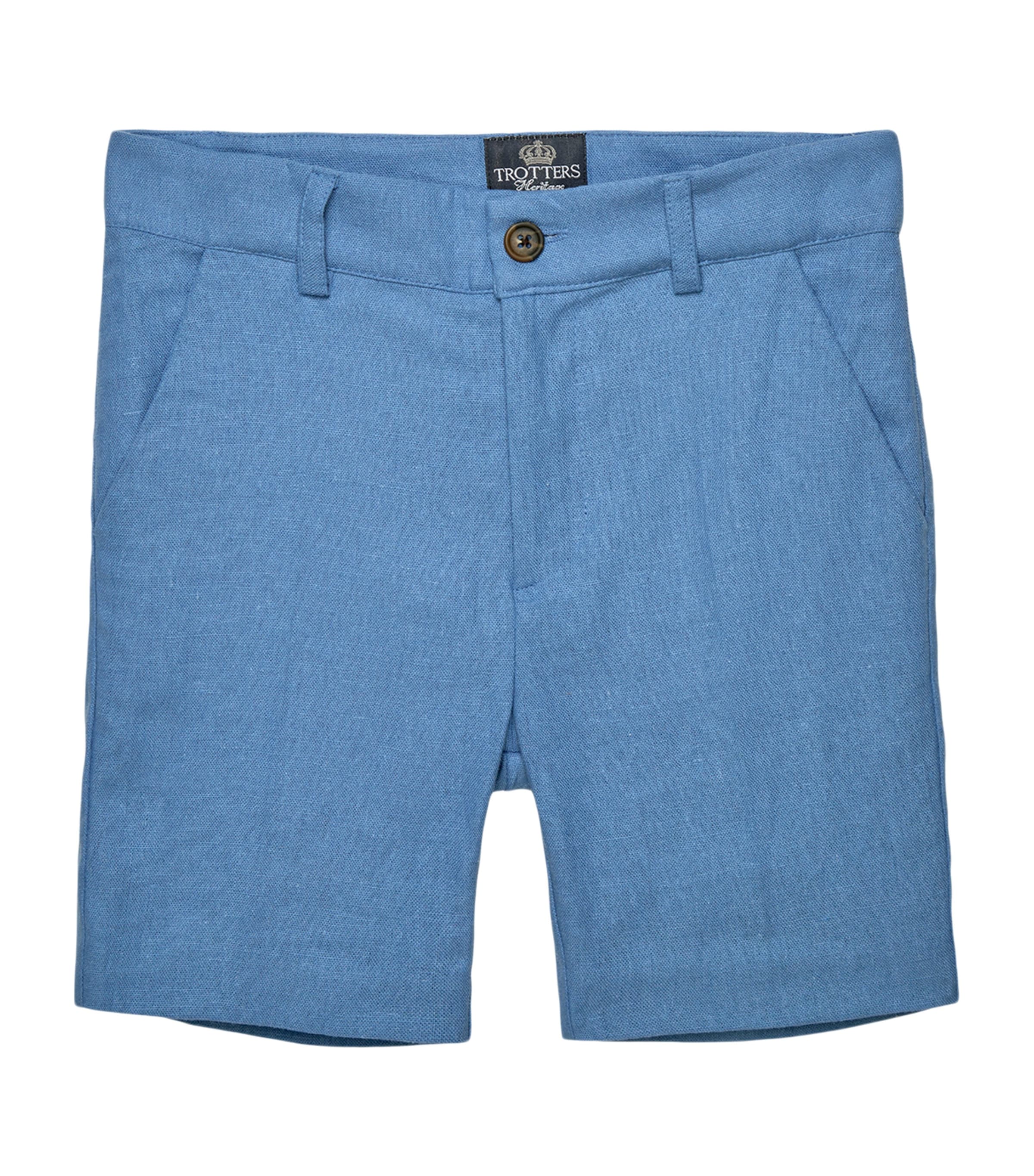 Trotters Linen-Blend Theo Shorts (2-5 Years) Blue Linen