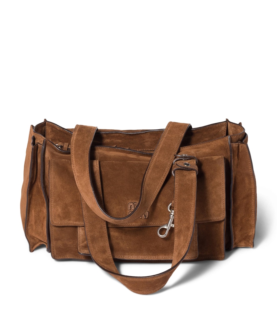 Suede Utilitaire Top-Handle Bag
