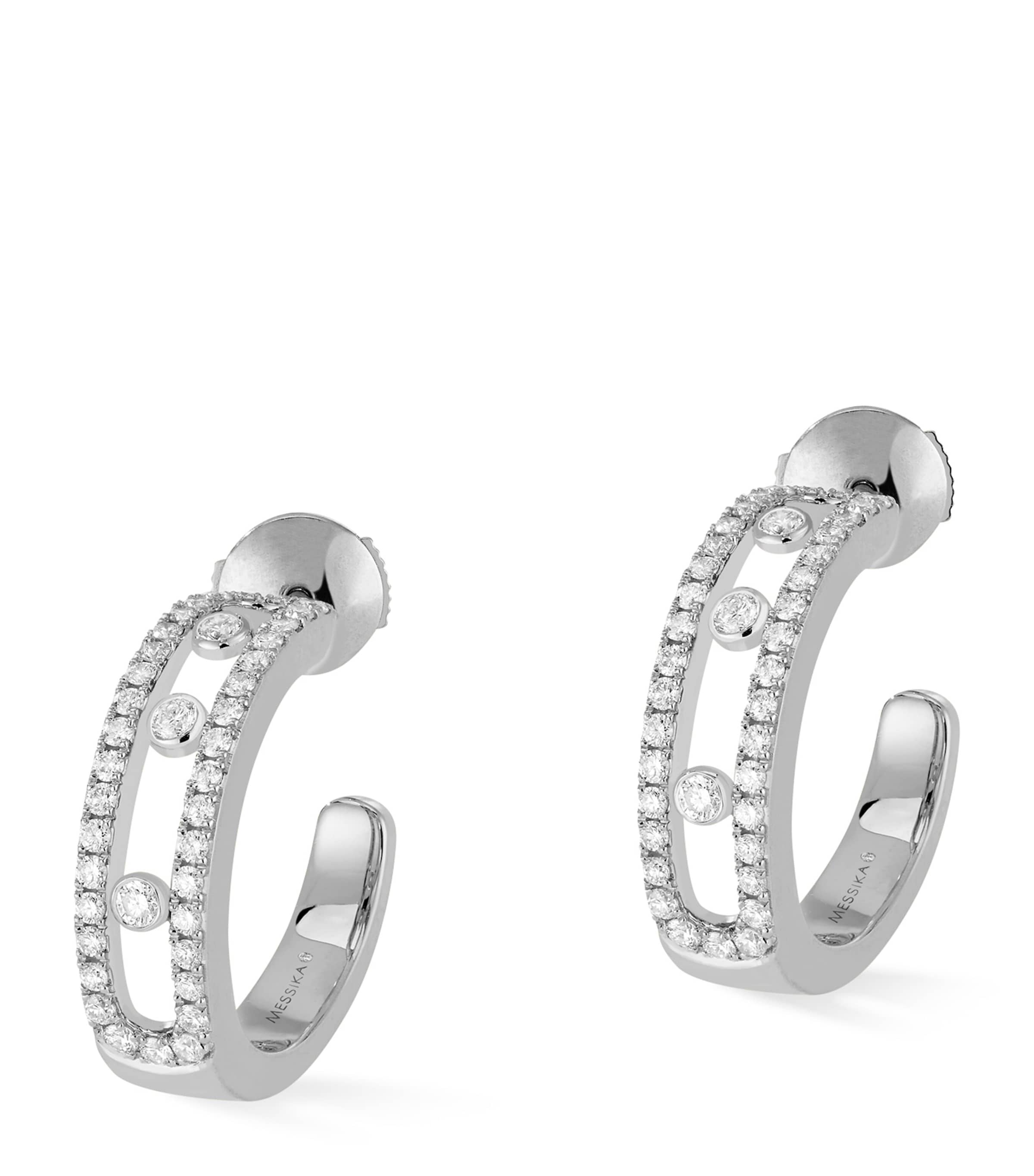 White Gold and Diamond Move Classique Hoop Earrings