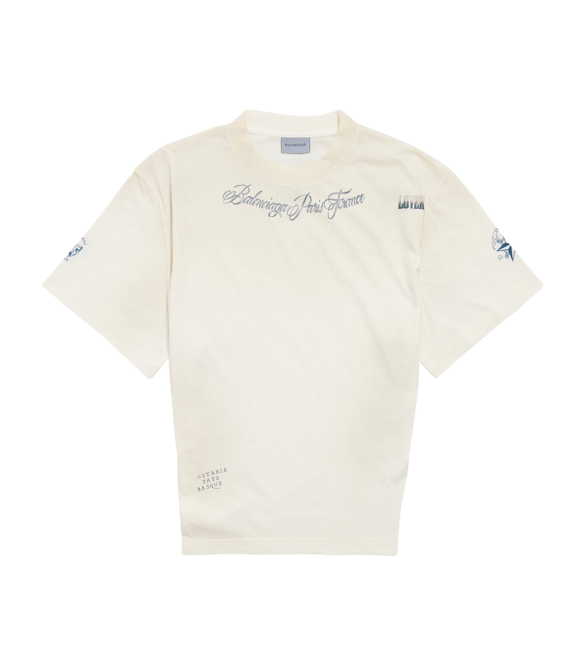 Balenciaga Womens Cotton Classic Ink Distressed T-Shirt