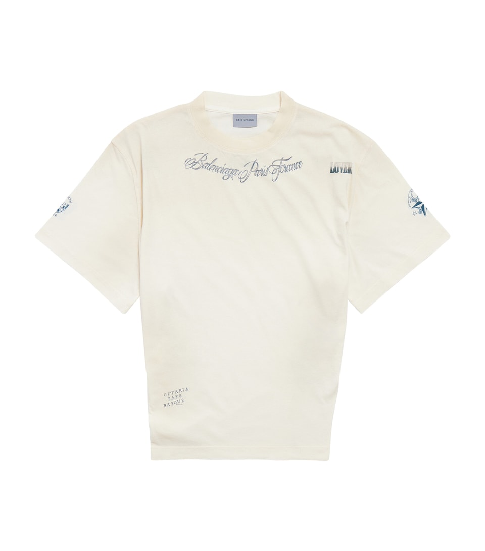 Balenciaga Womens Cotton Classic Ink Distressed T-Shirt