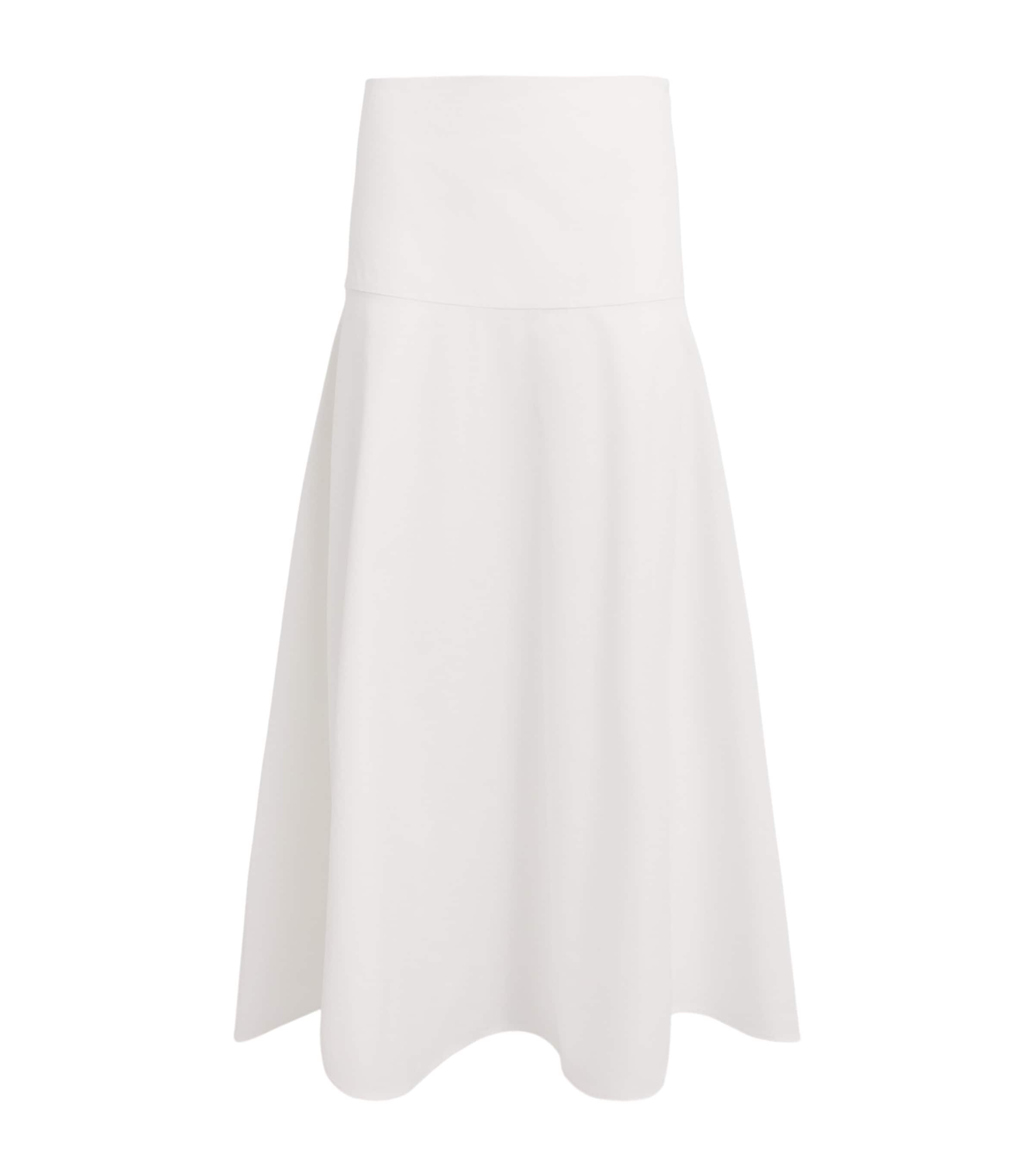 Almada Label Womens Cotton Poplin Ona Midi Skirt White