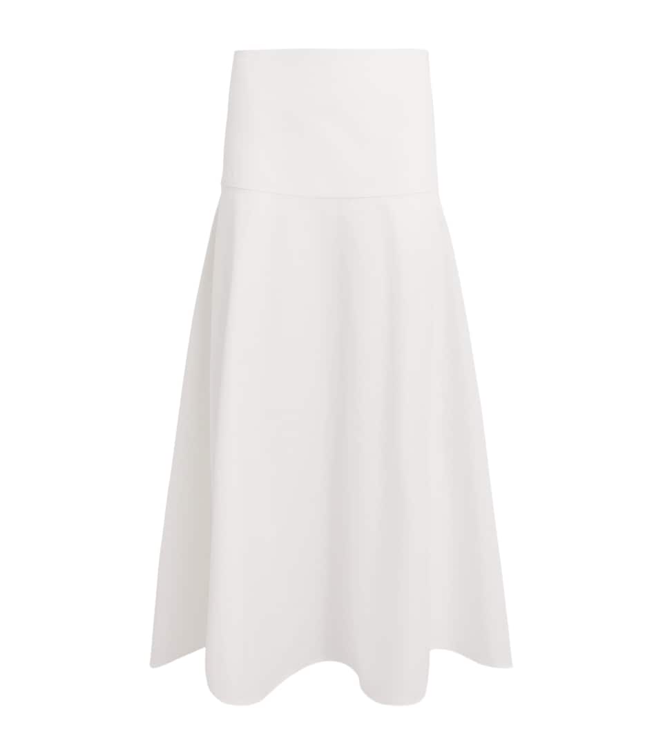 Almada Label Womens Cotton Poplin Ona Midi Skirt White