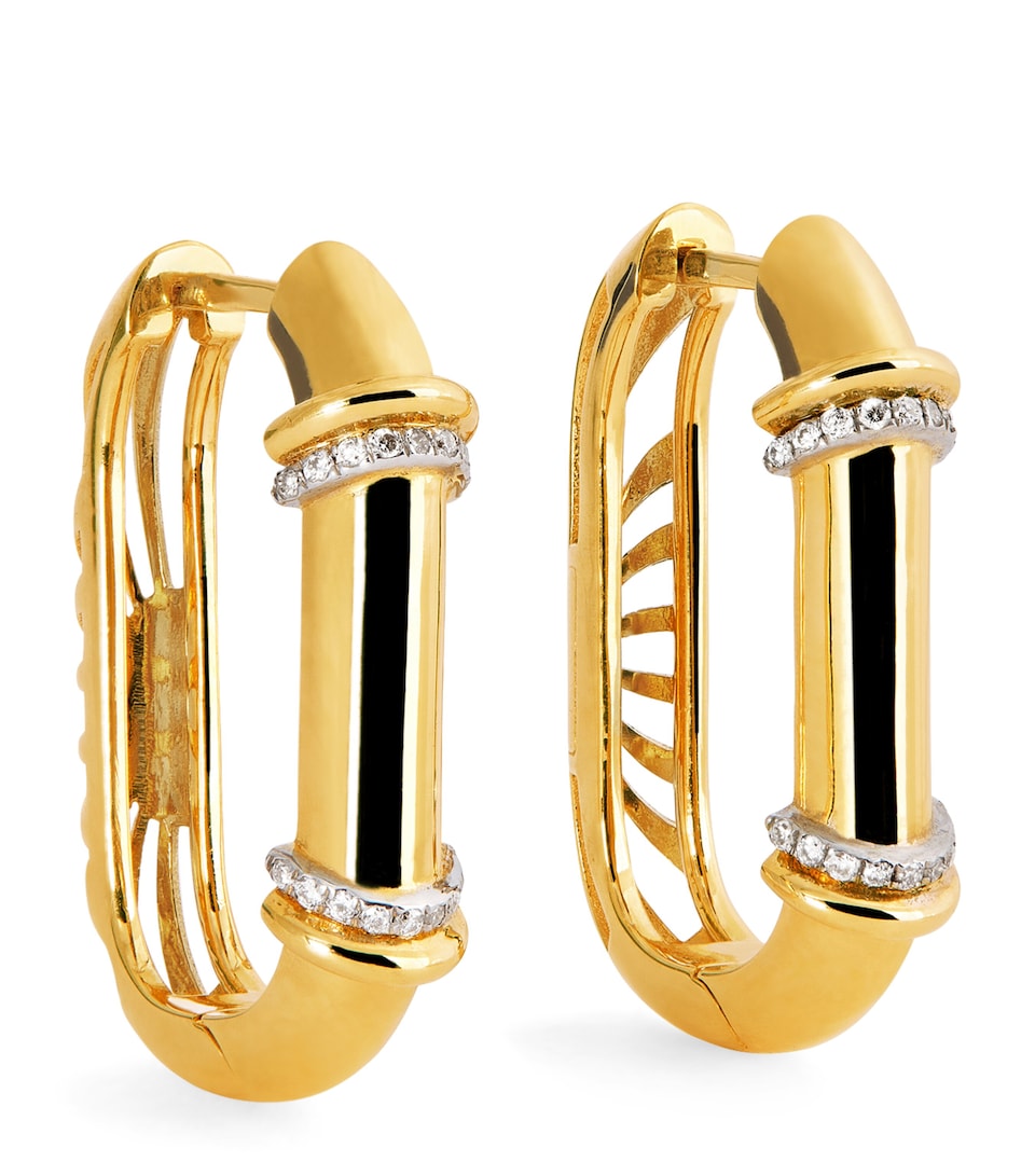 Yellow Gold and Diamond Lot N*93 Buoy Lock Earrings