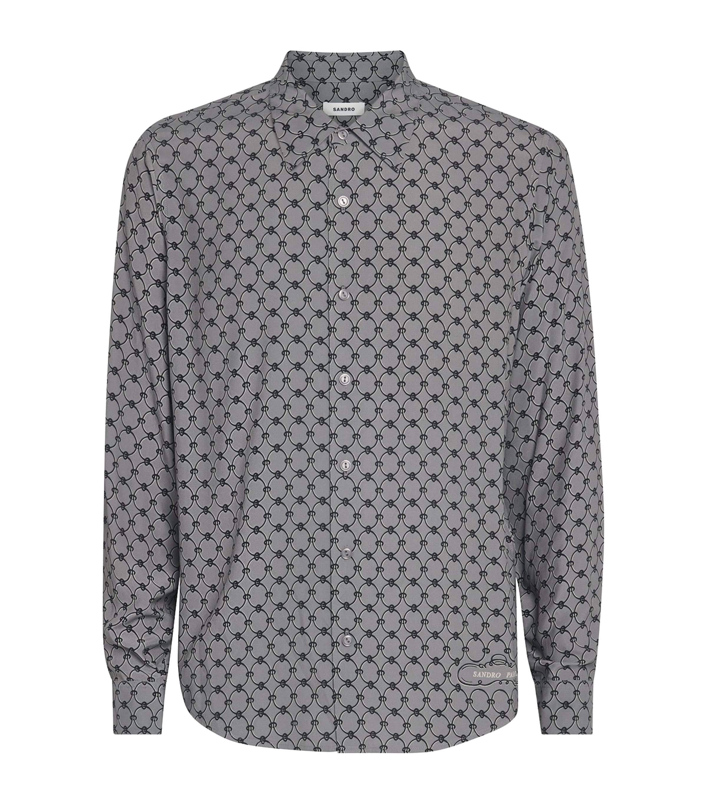 Sandro Paris Mens Chain-Print Shirt Grey