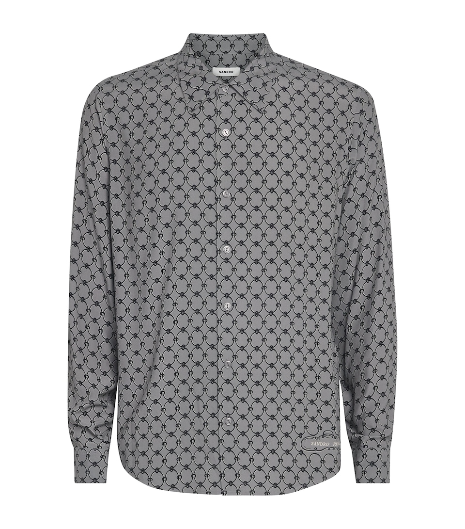 Sandro Paris Mens Chain-Print Shirt Grey
