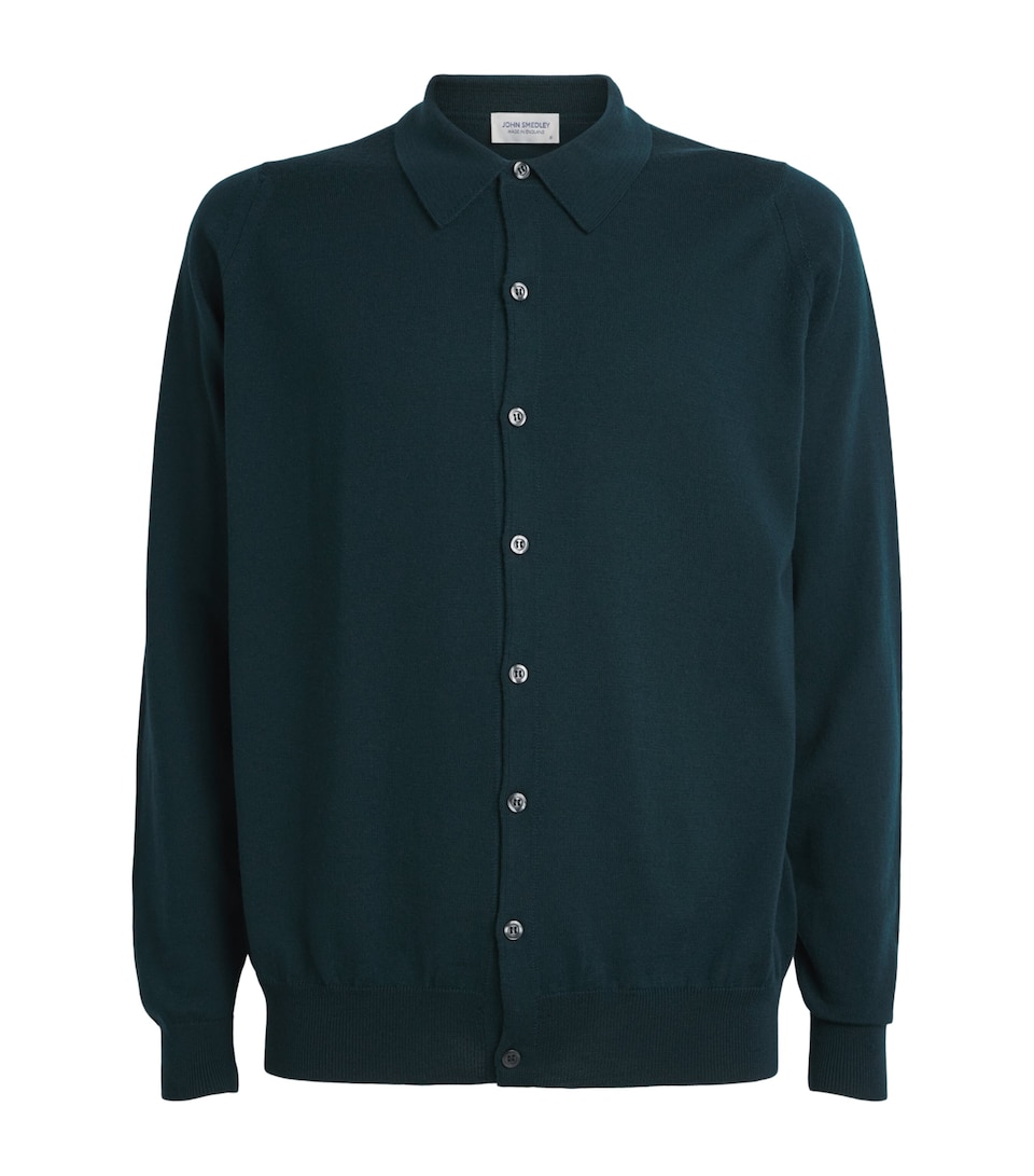 John Smedley Mens Extra Fine Merino Wool Tibor Shirt Richardson Green