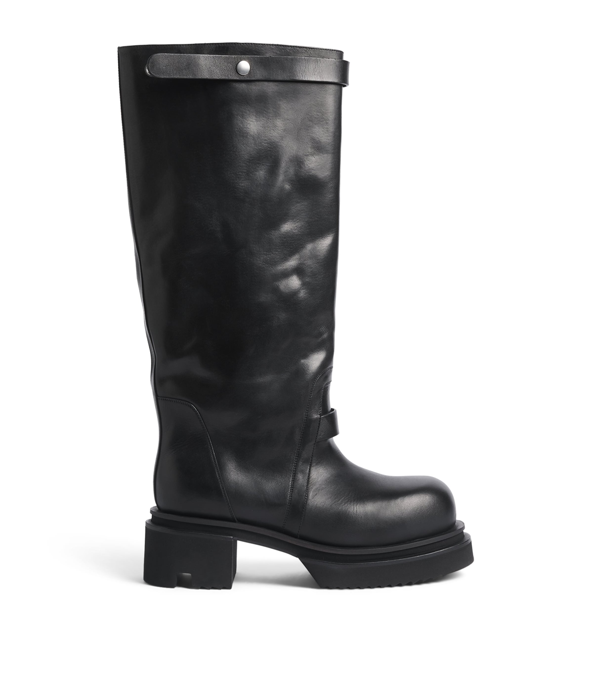 Rick Owens Leather Naska Bogun Knee-High Boots Black