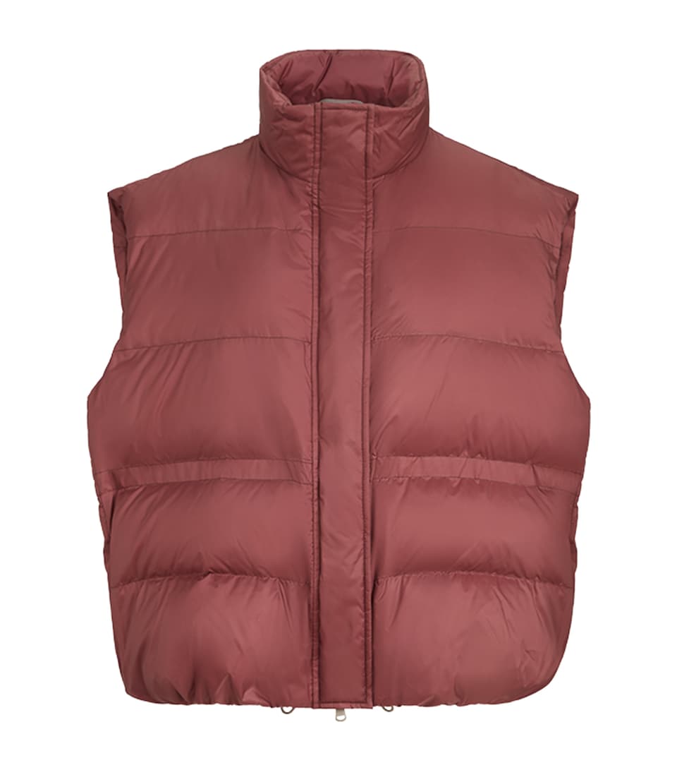 Brunello Cucinelli Womens Water-Resistant Monili-Detail Gilet Rosso Mattone