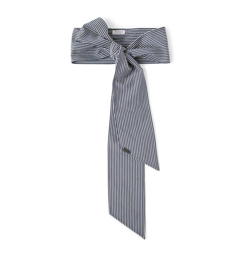 Techno Cotton Poplin Stripe Monili-Trim Foulard