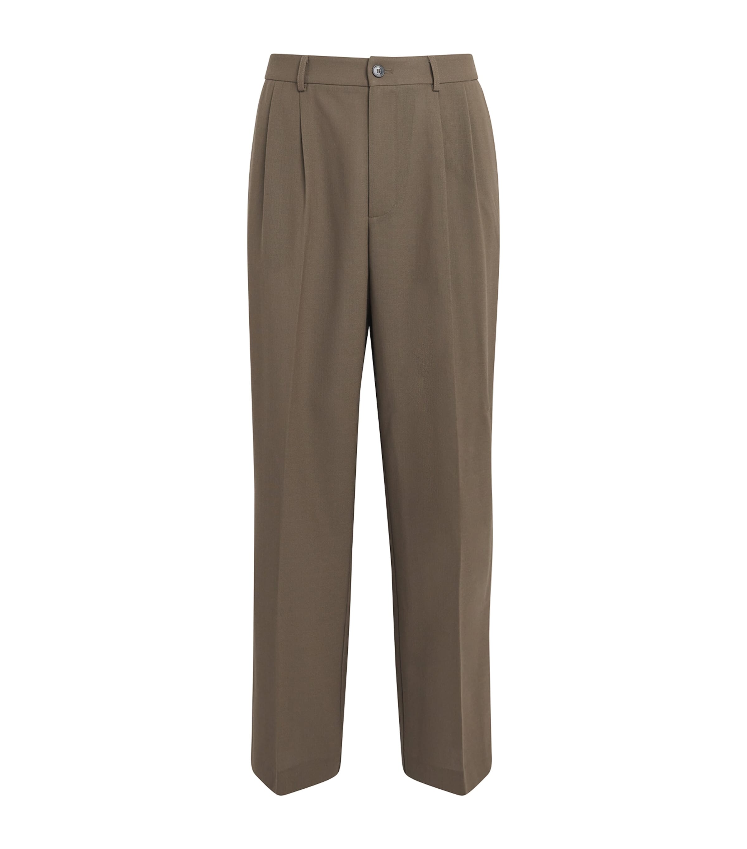FRAME Mens Wool-Blend Pleated Tailored Trousers Soft Taupe