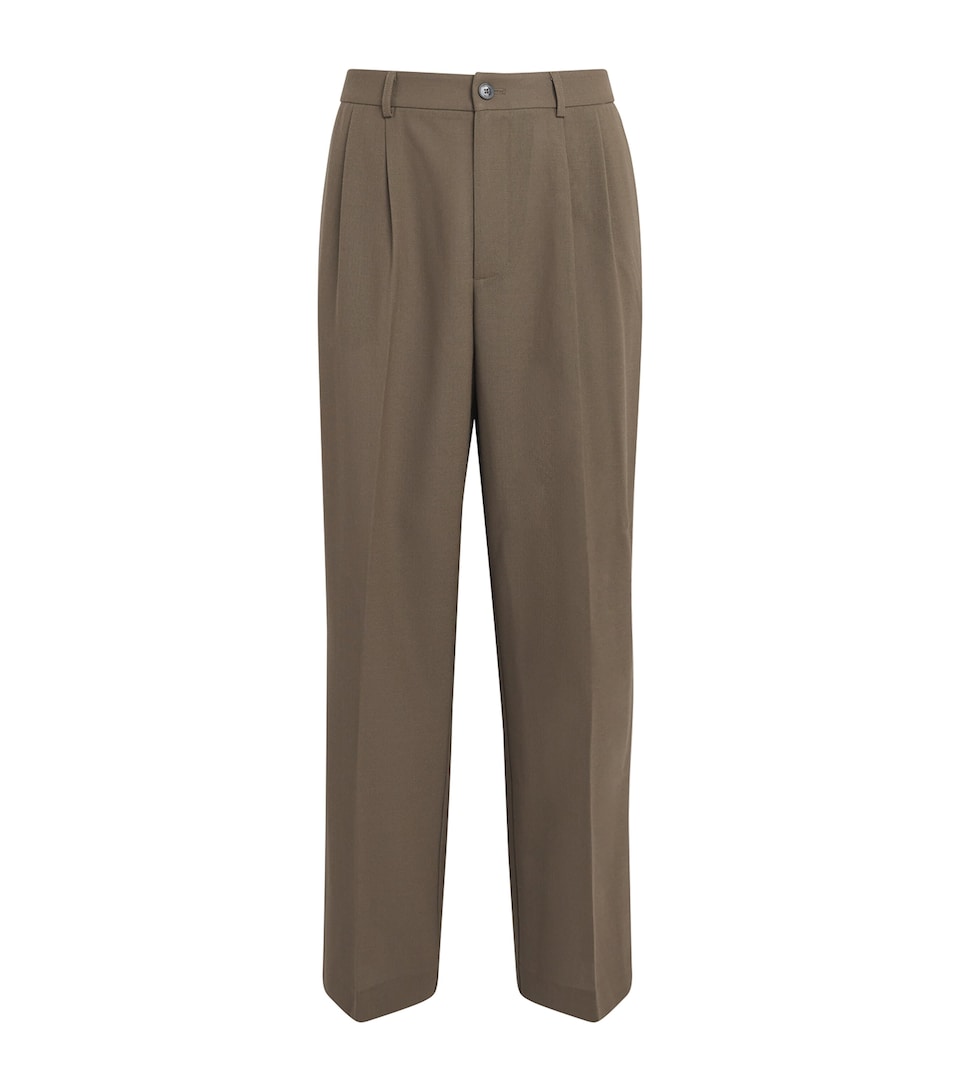FRAME Mens Wool-Blend Pleated Tailored Trousers Soft Taupe
