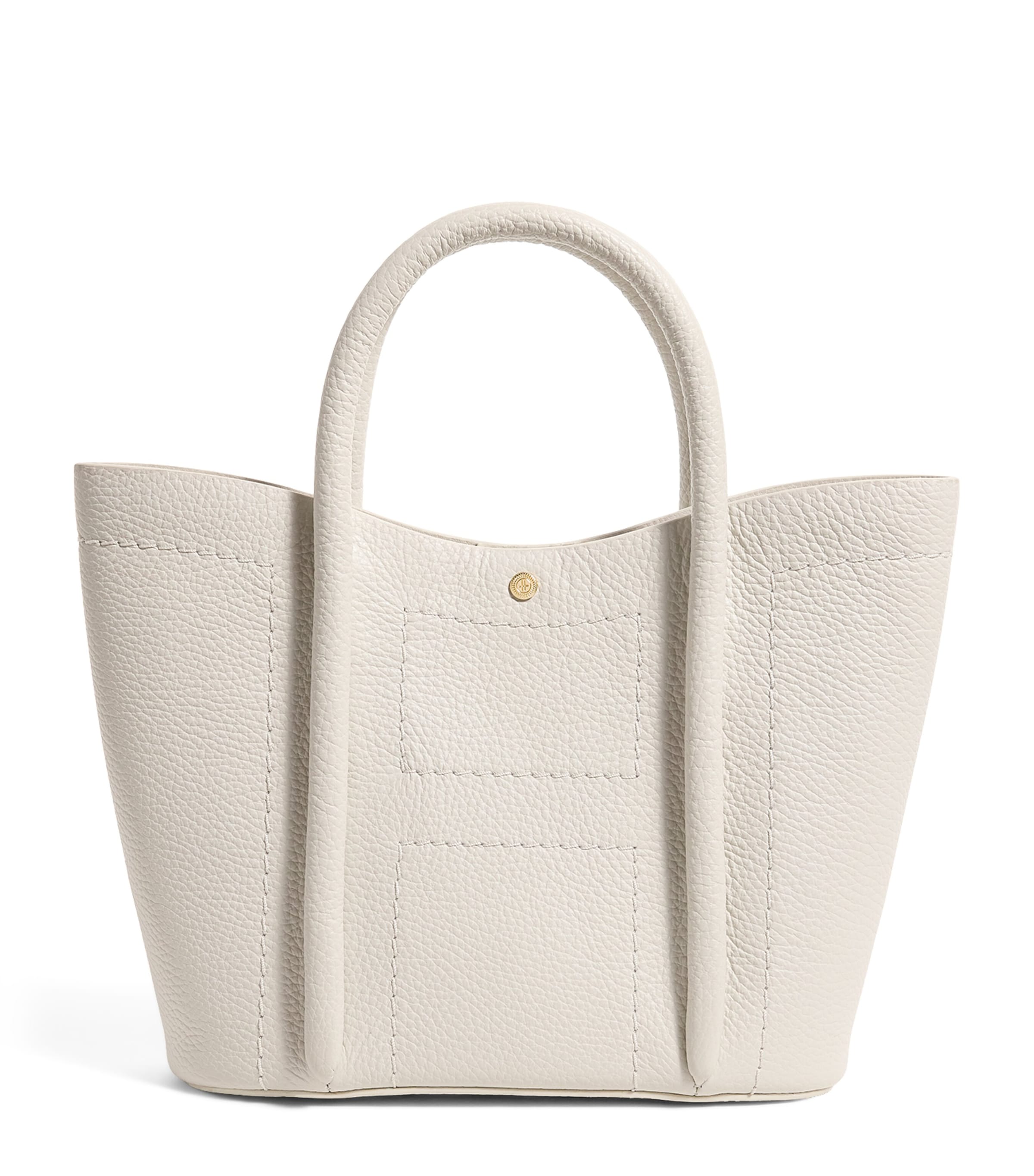 Harrods Grab Leather Rope Tote Bag Birch