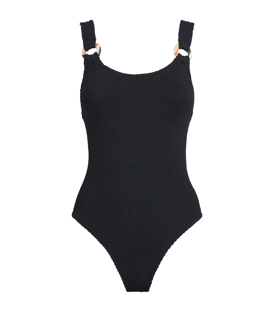 Hunza G Womens x Burberry Check-Trim Domino Swimsuit Black