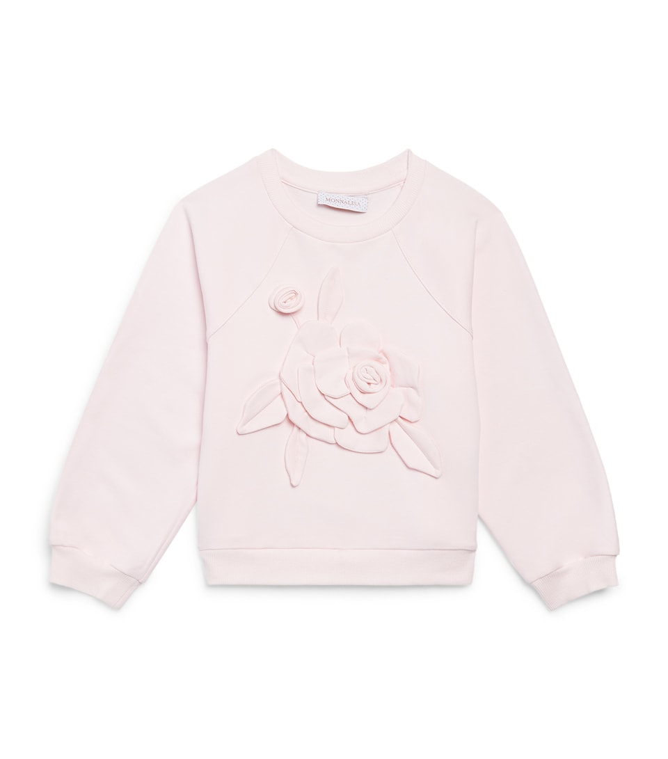 Monnalisa Rose-Detail Sweatshirt (4-12 Years) Rosa Antico