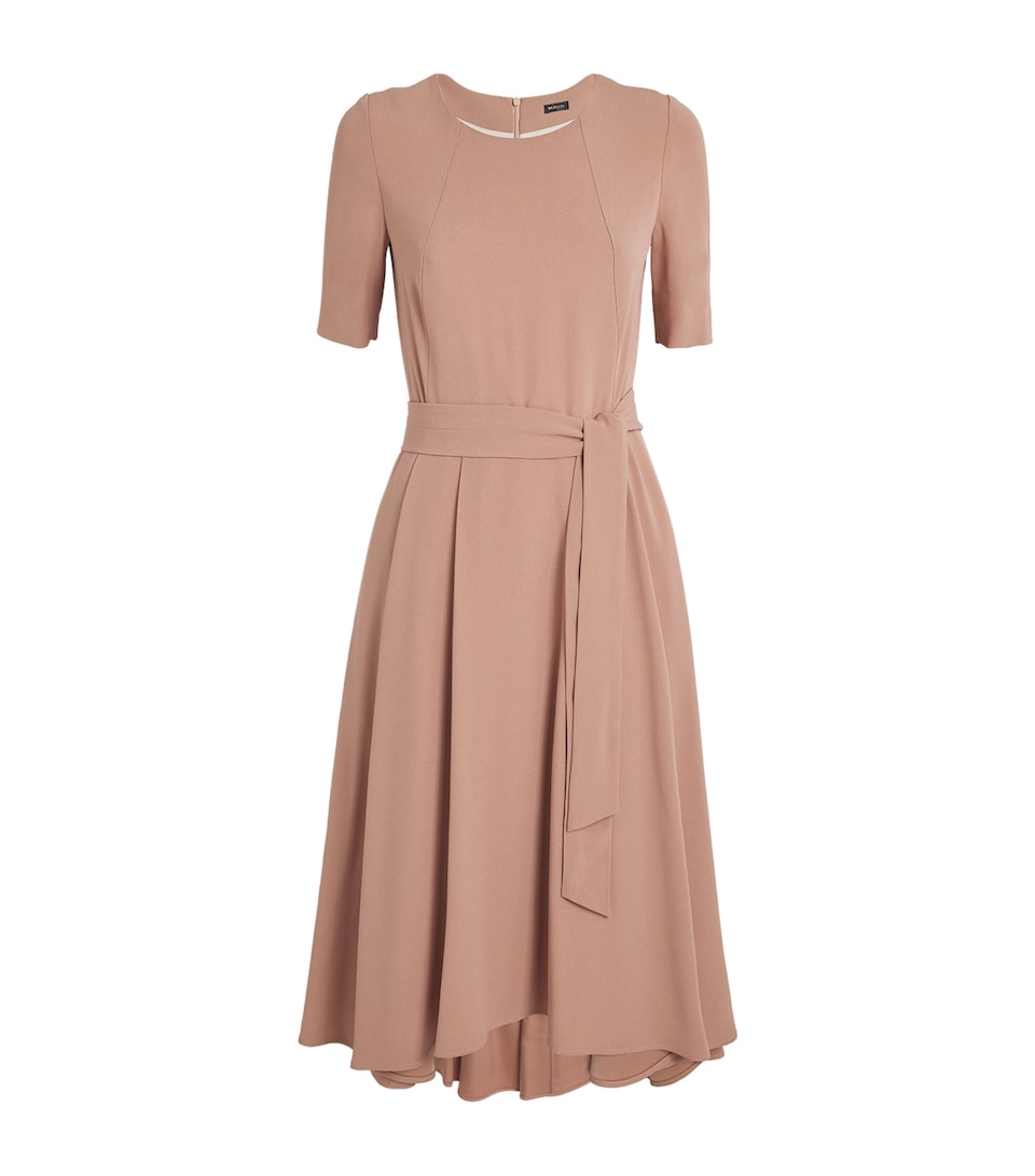 Asymmetric Belted Midi Dress