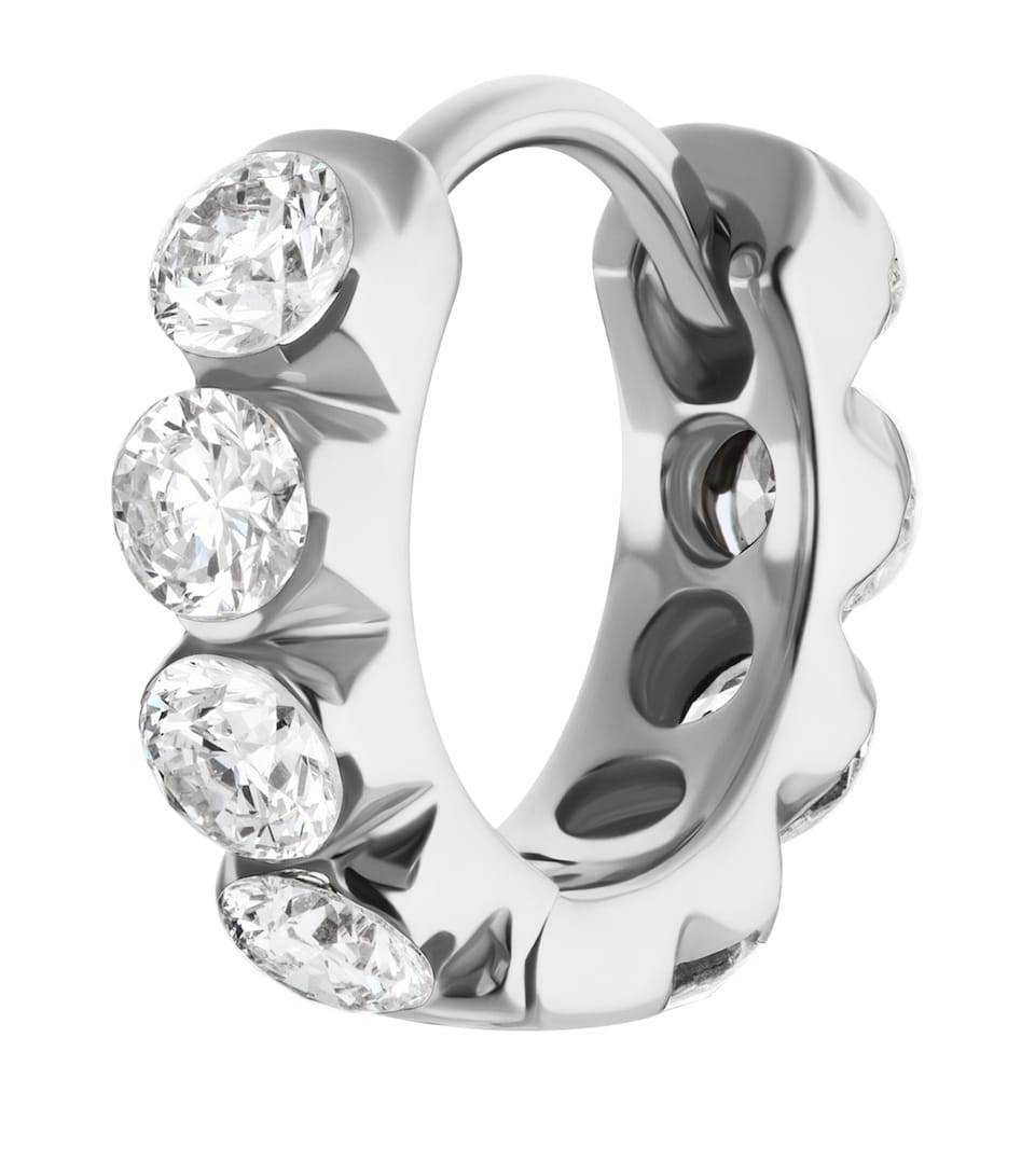 Maria Tash White Gold Invisible Set Large Diamond Eternity Hoop Earring (6.5mm) White Gold