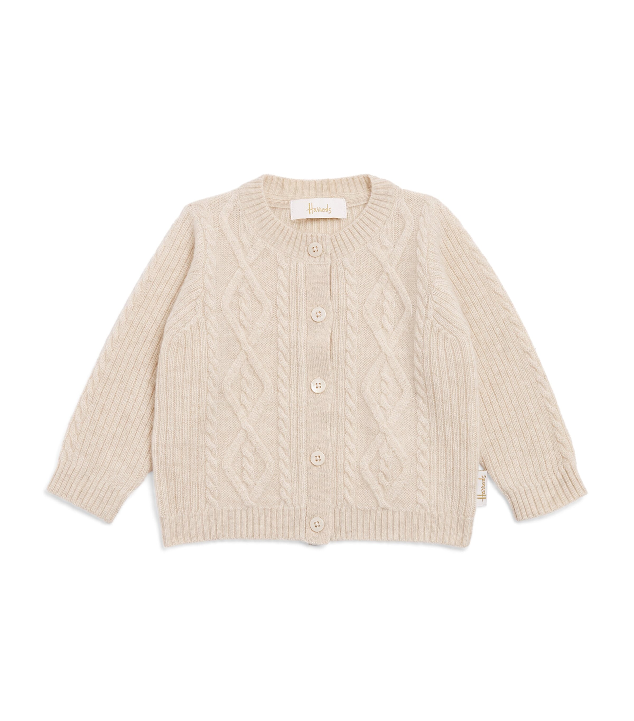 Harrods Cashmere Cable-Knit Cardigan (0-18 Months) Oatmeal