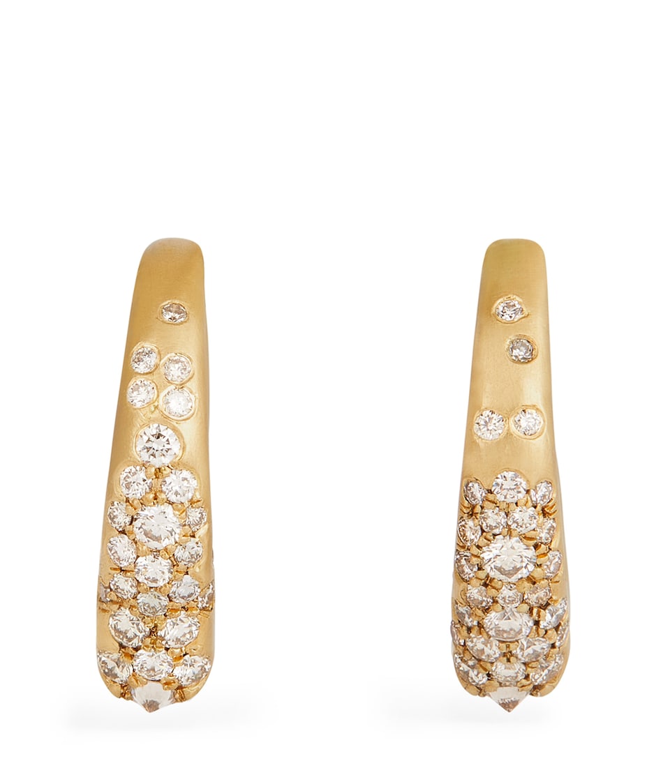 Yellow Gold and Diamond Doors of Opportunity Mini Hoop Earrings