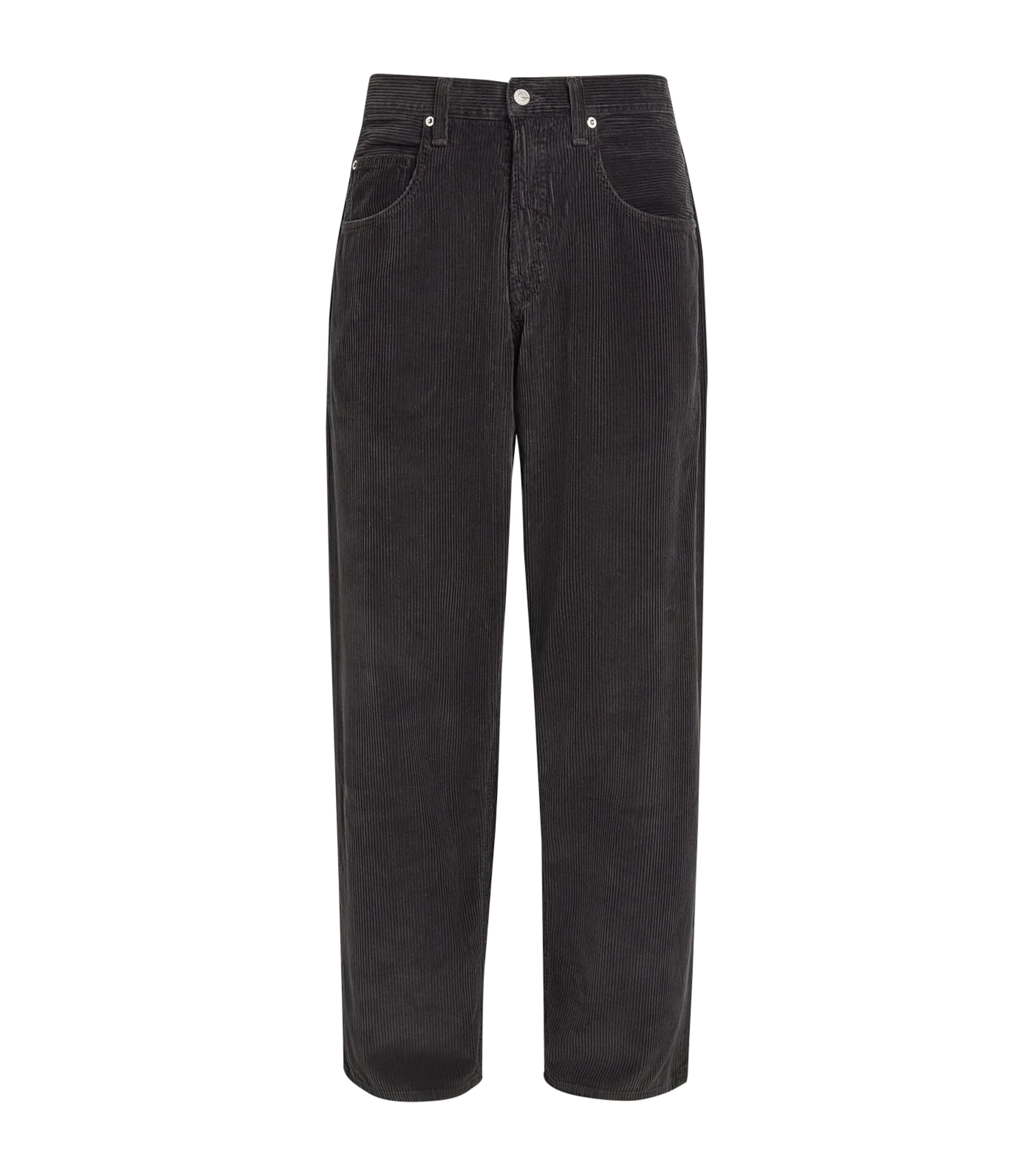 AGOLDE Mens Corduroy Fusion Wide-Leg Jeans Charcoal