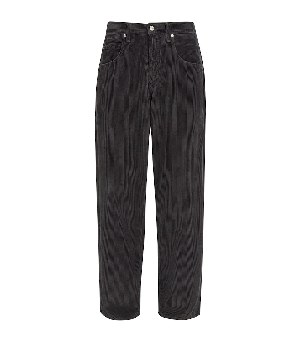AGOLDE Mens Corduroy Fusion Wide-Leg Jeans Charcoal