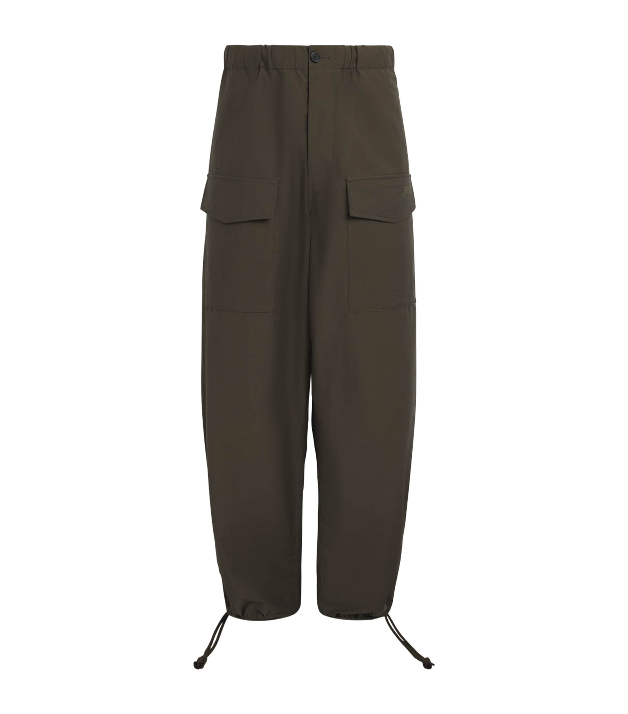 JW Anderson Mens Parachute Cargo Trousers Military Green