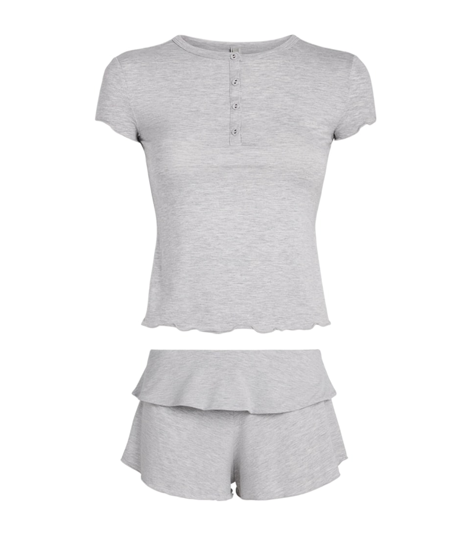 Skims Womens Sleep Short Pyjama Set Light Heather Grey