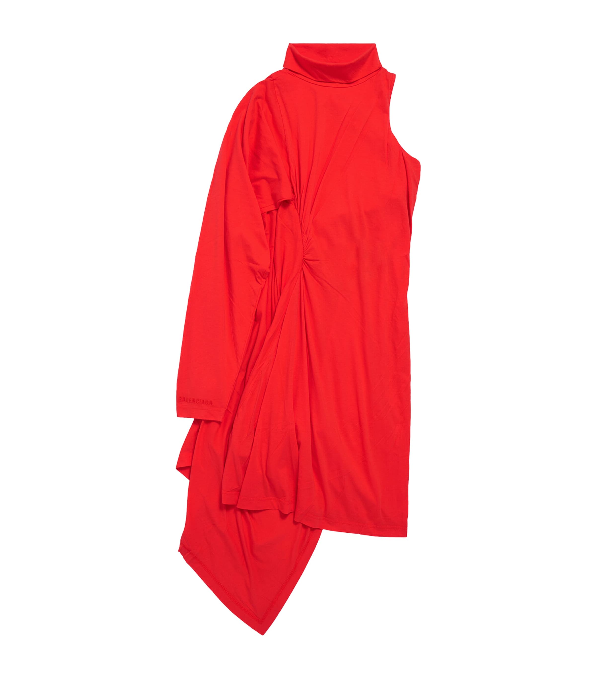 Balenciaga Womens Cotton Jersey Asymmetric Midi Dress