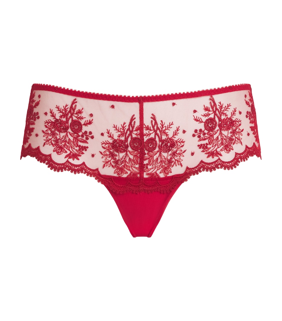 Simone Perele Womens Lace Intrigue Shorty Briefs Opera Red