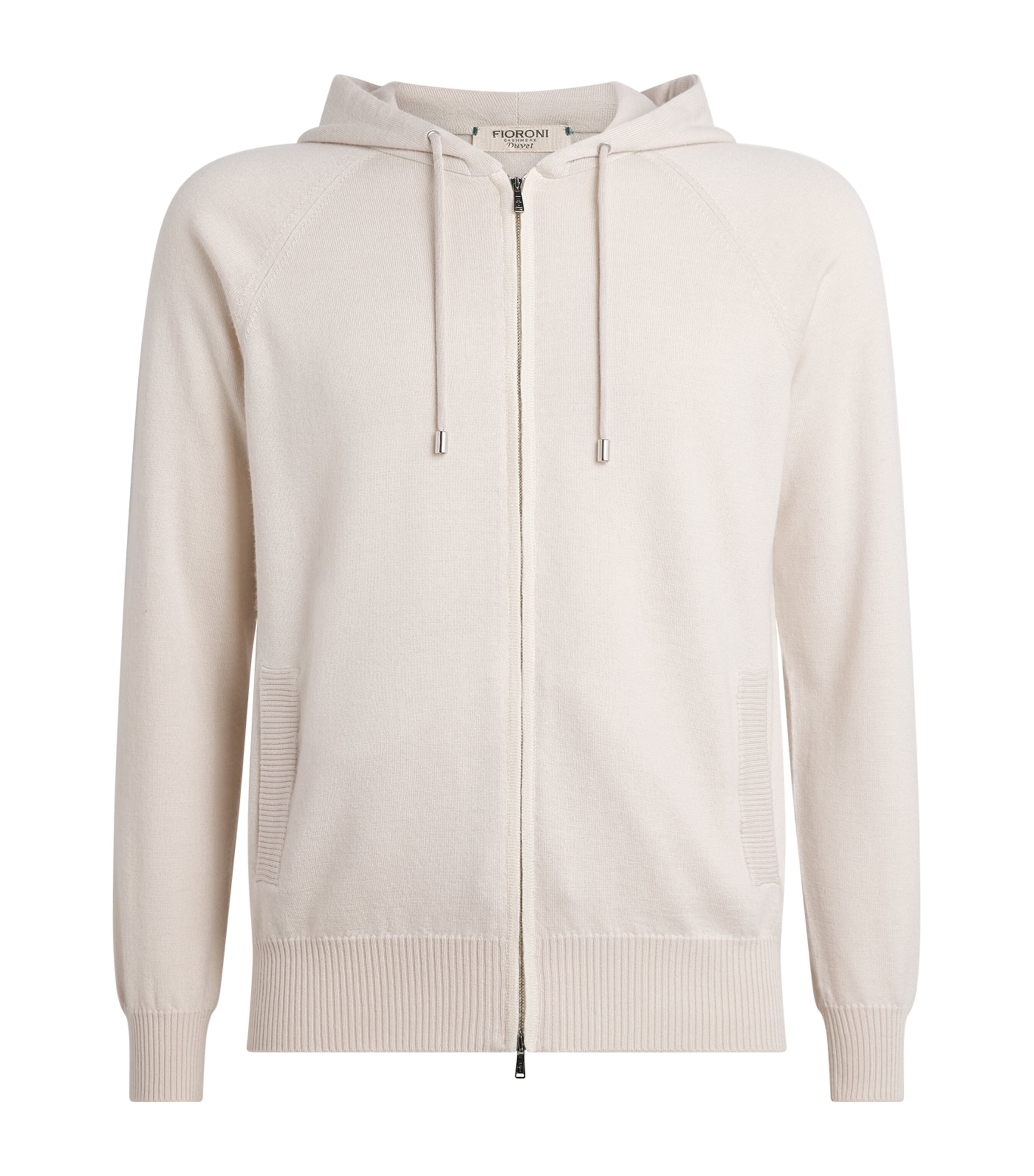 Fioroni Cashmere Mens Cashmere-Cotton Hoodie Bianco