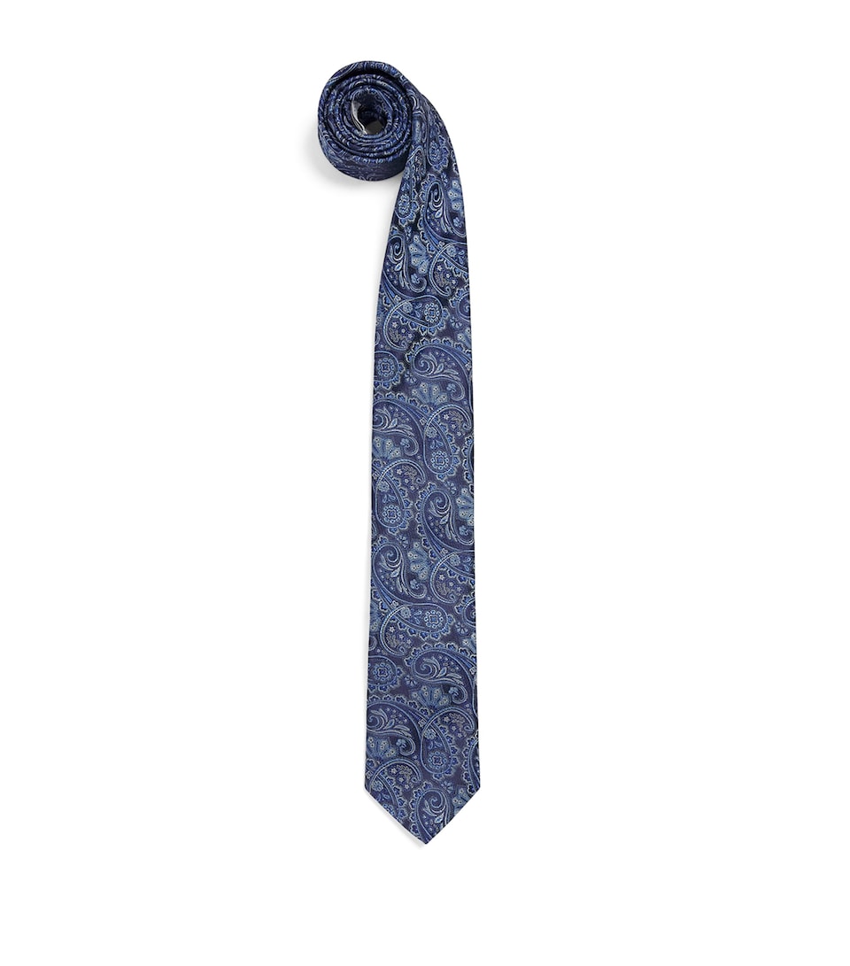Eton Silk Paisley Tie Navy Blue