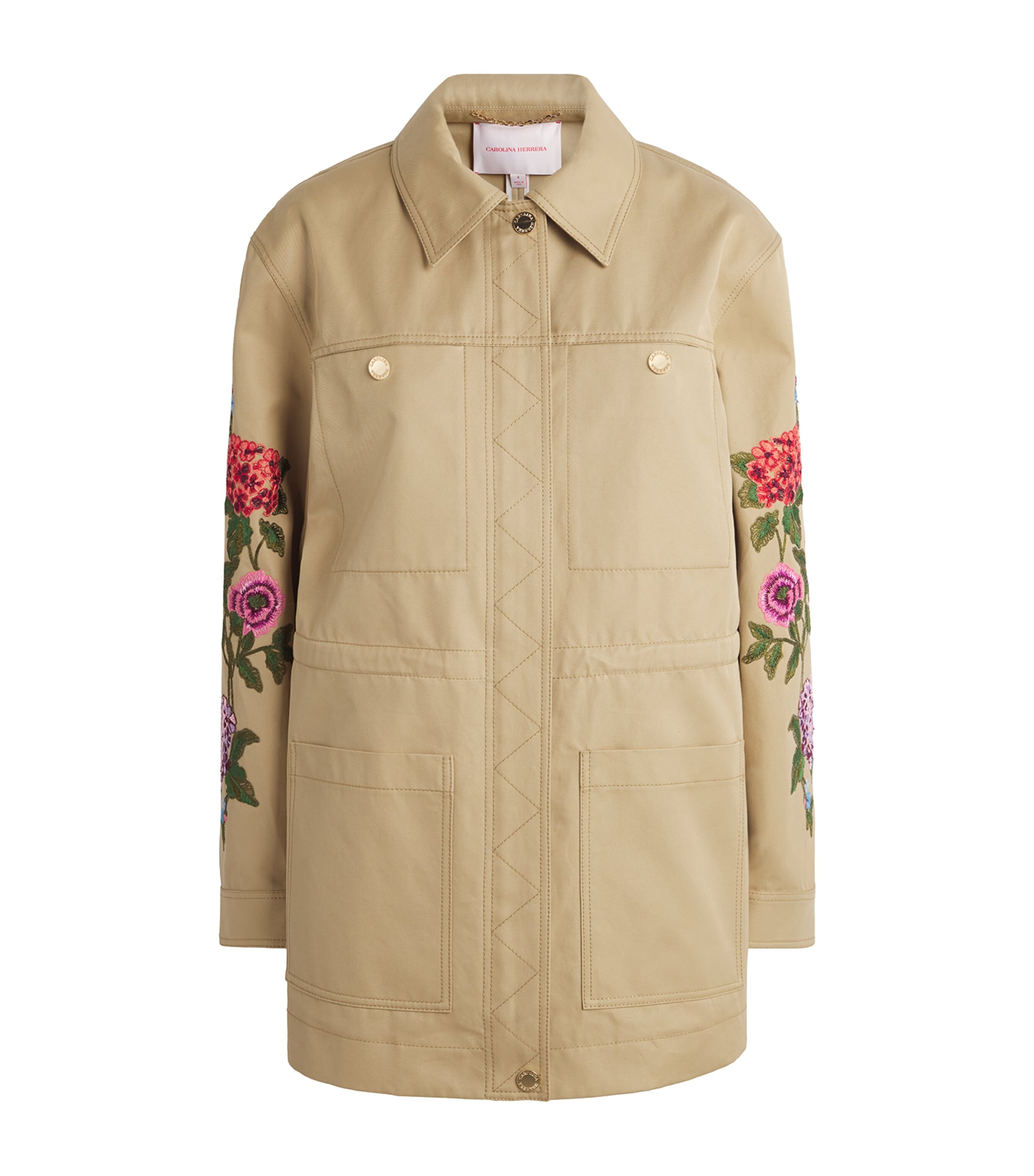 Carolina Herrera Womens Embroidered Trench Coat Birch