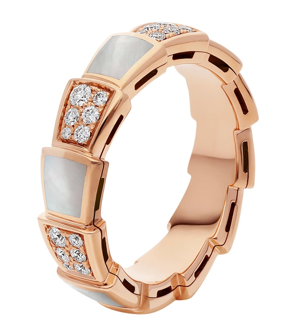 Rose Gold, Diamond and Mother-of-Pearl Serpenti Viper Ring