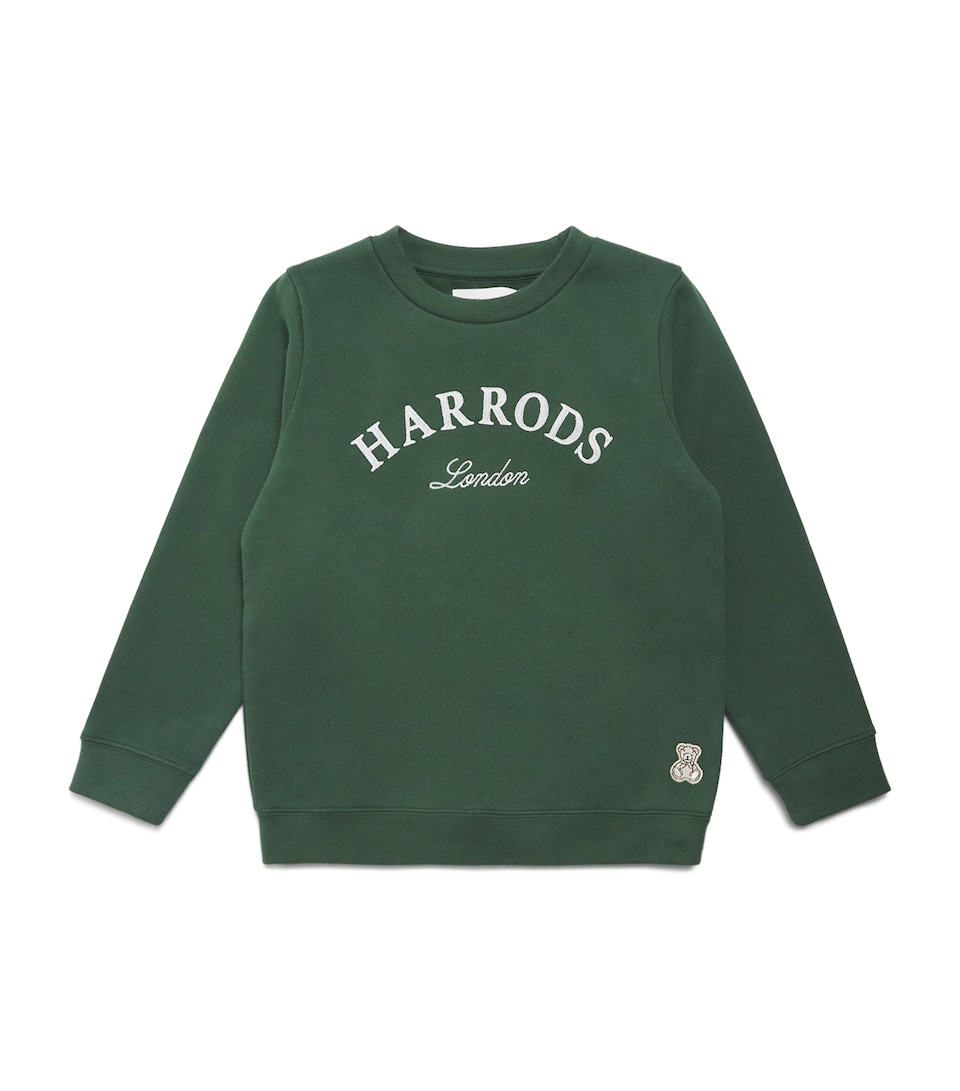 Harrods Cotton Logo Embroidered Sweatshirt (2-8 Years) Green