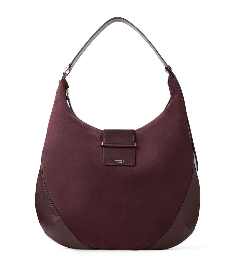 Jimmy Choo Womens Medium Suede Bar Shoulder Bag Deep Merlot/deep Mer