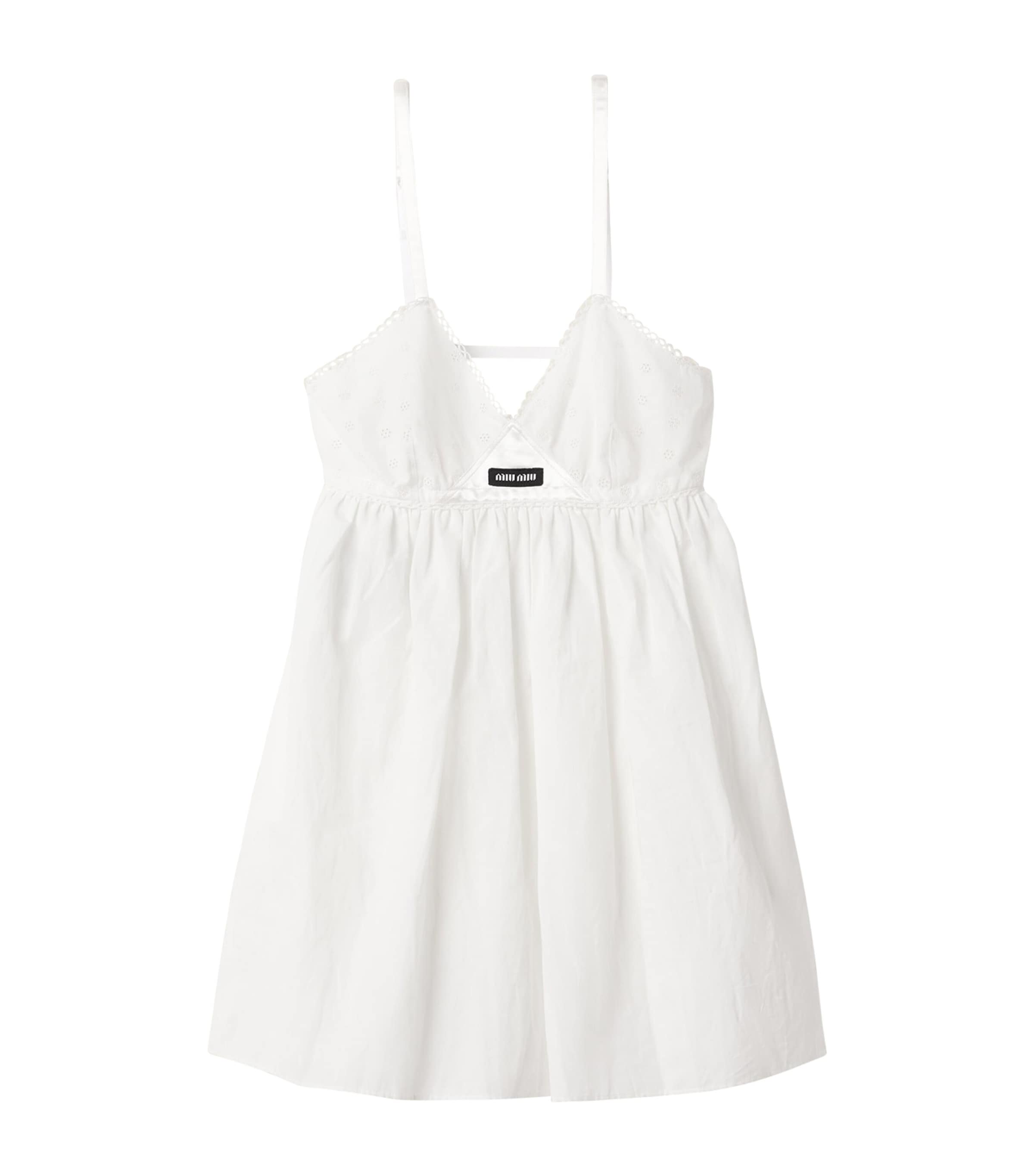 Miu Miu Womens Eyelet-Embroidered Mini Dress White